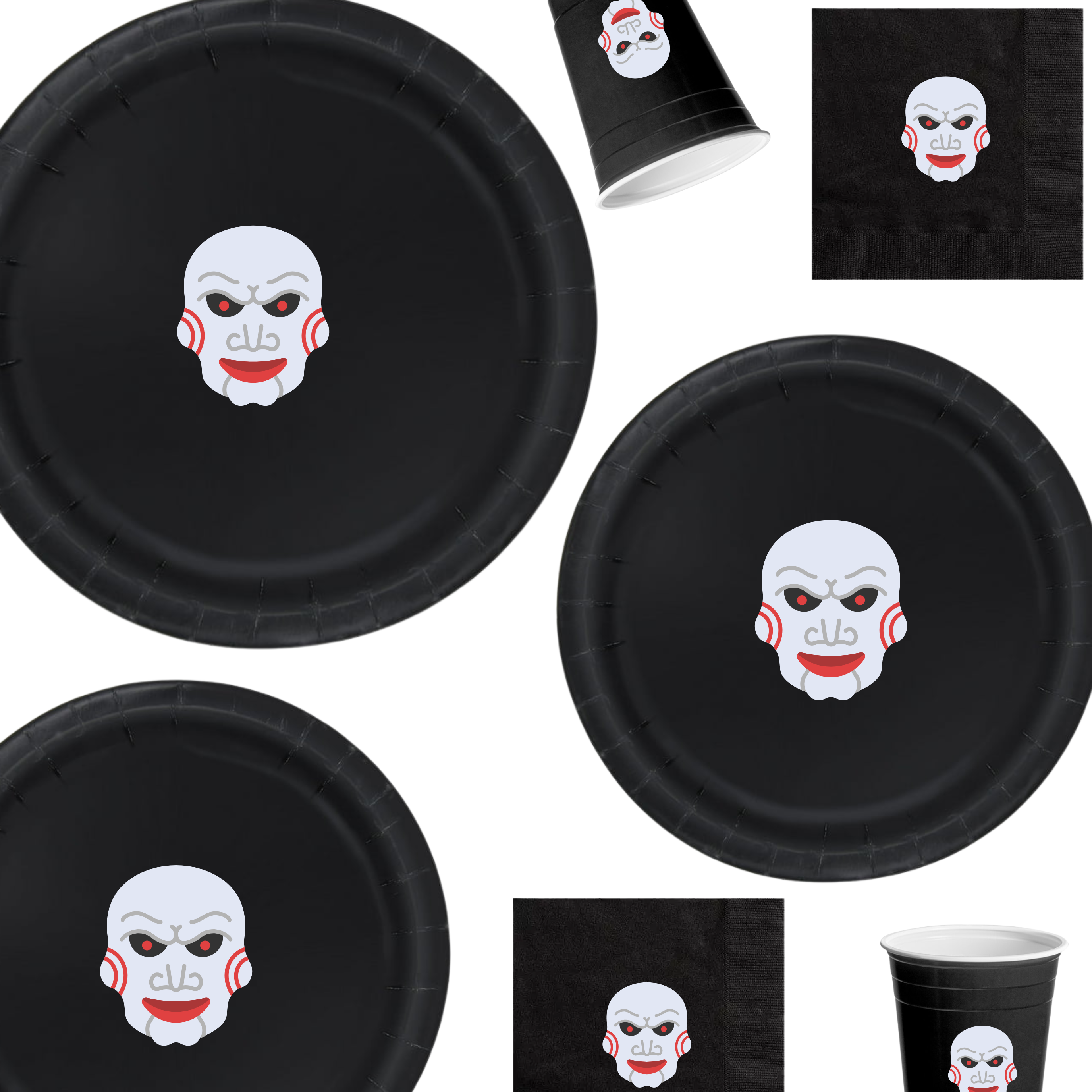Spooky Face Halloween | Disposable Plates Set | Haunted Party Decor | Scary Theme Tableware | Matching Party Supplies