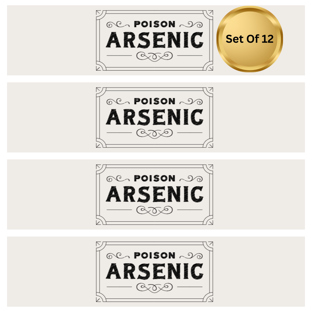 Fun Halloween Arsenic Water Bottle Labels| Pre-Cut| Set Of 12|Drink Wraps Creepy| 8.5in