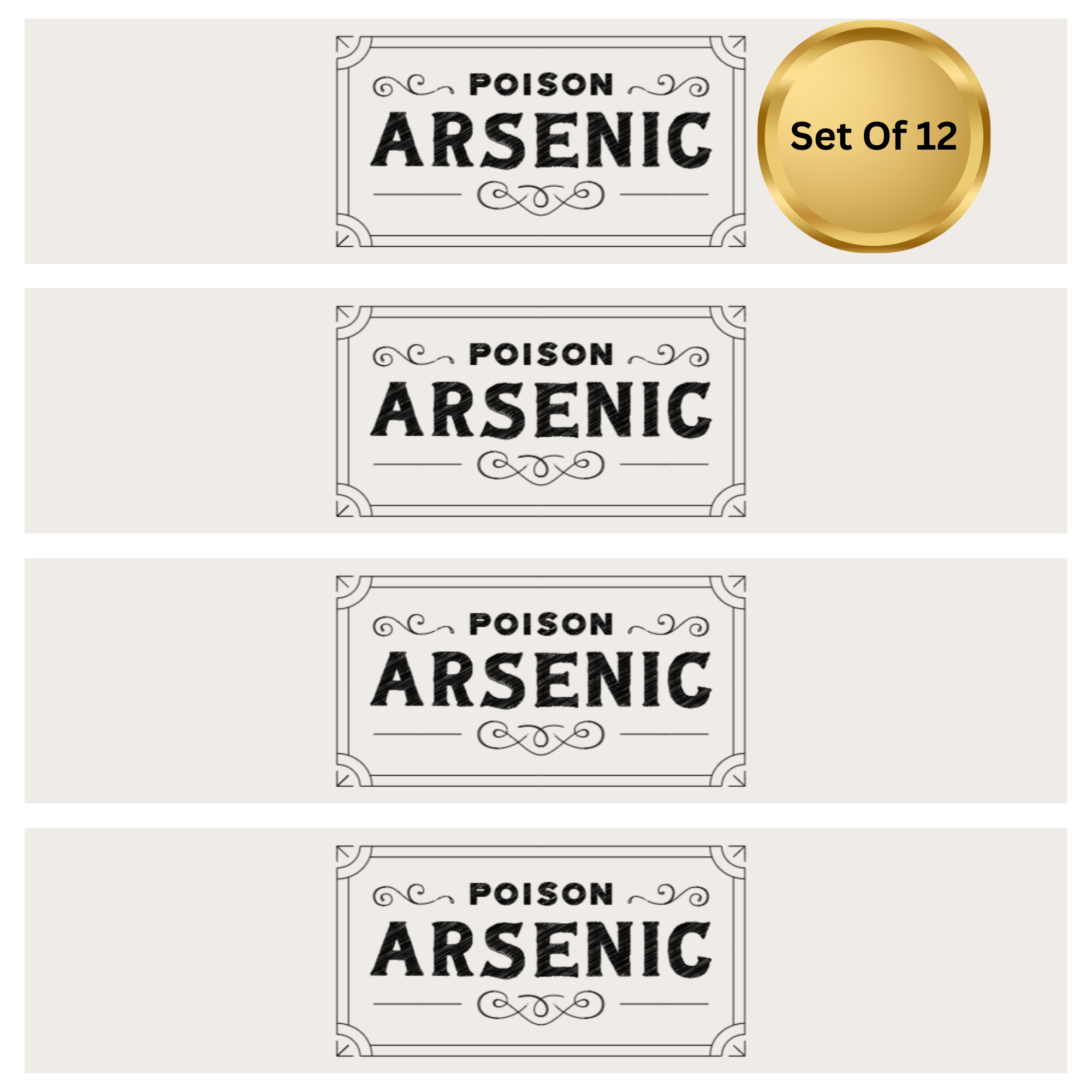 Fun Halloween Arsenic Water Bottle Labels| Pre-Cut| Set Of 12|Drink Wraps Creepy| 8.5in