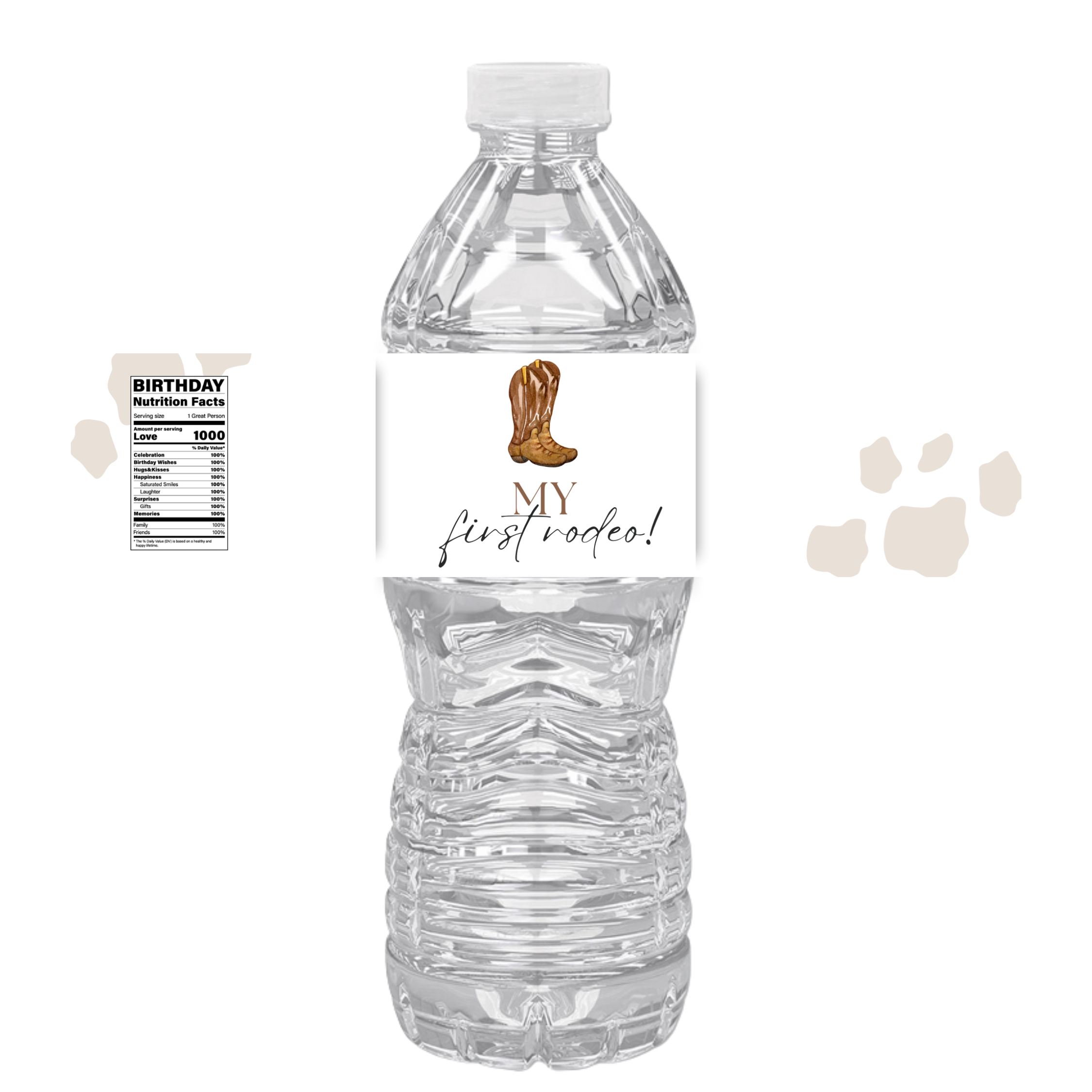 Cowgirl 1st Birthday Water Bottle Labels | Set Of 12 | My First Rodeo | Party Decor Western Theme