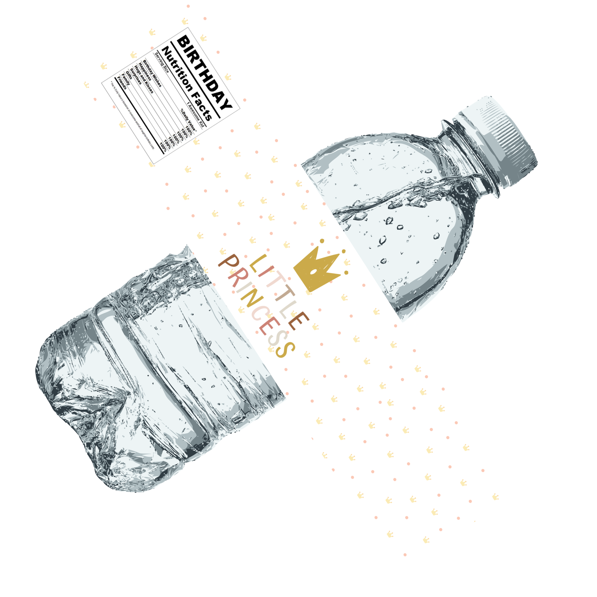 Little Princess Party Water Bottle Labels | Princess Birthday Favors | 12pcs