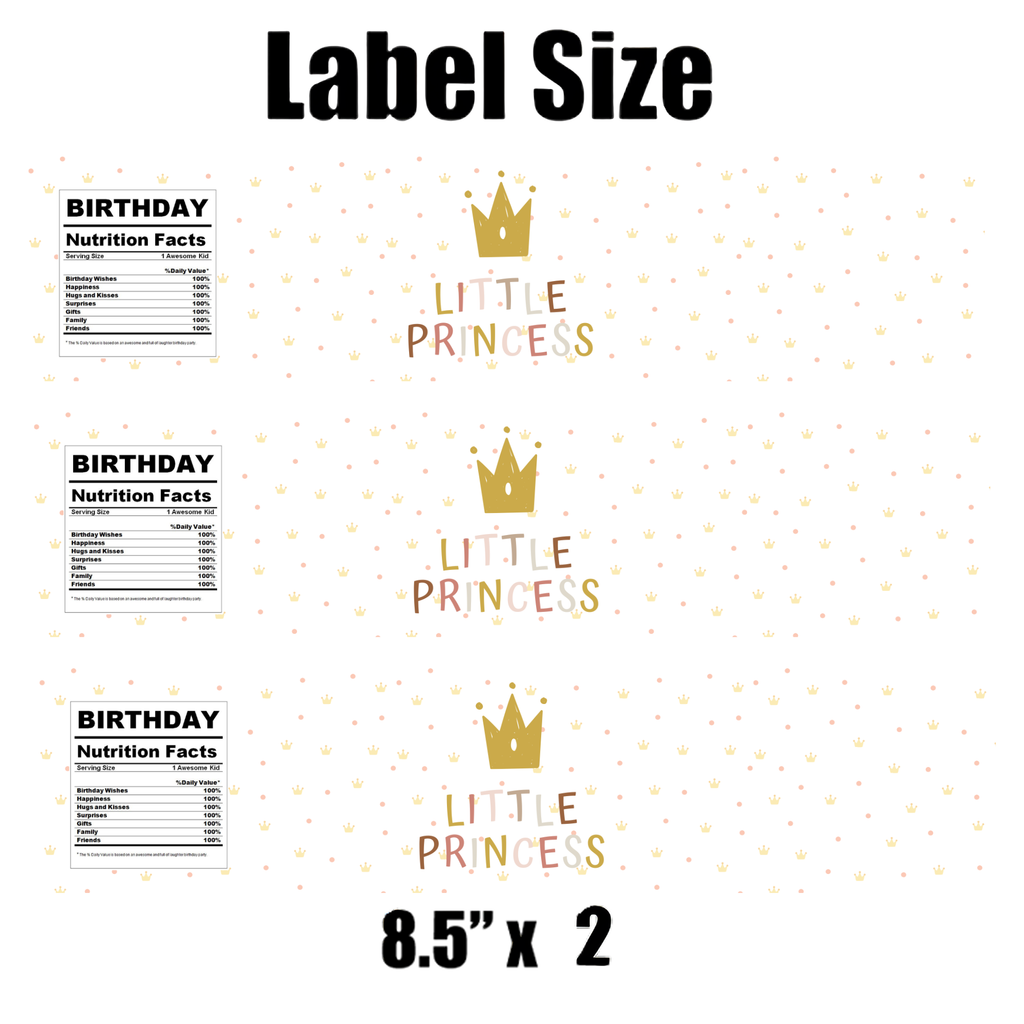 Little Princess Party Water Bottle Labels | Princess Birthday Favors | 12pcs