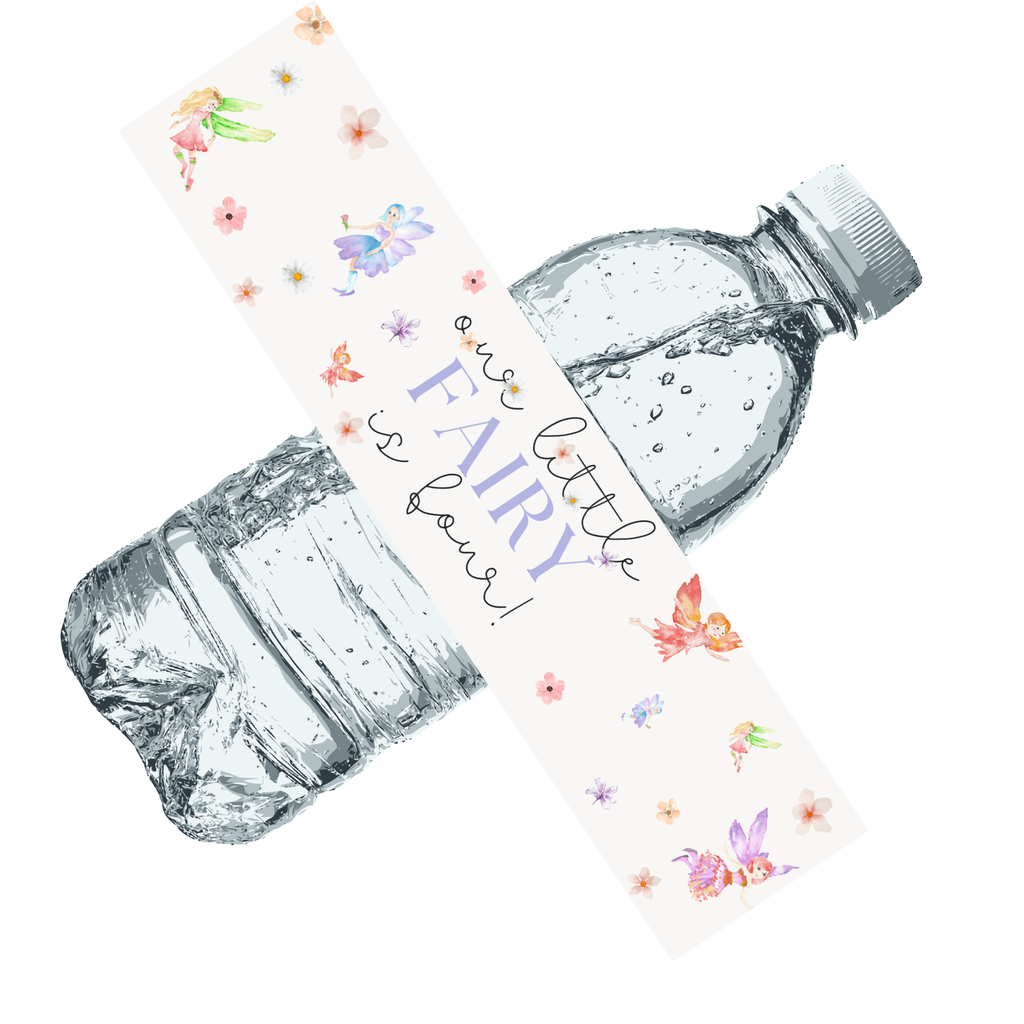 Our Little Fairy Is Four Water Bottle Labels| Glossy| 12pcs| Durable| Fairy Theme labels