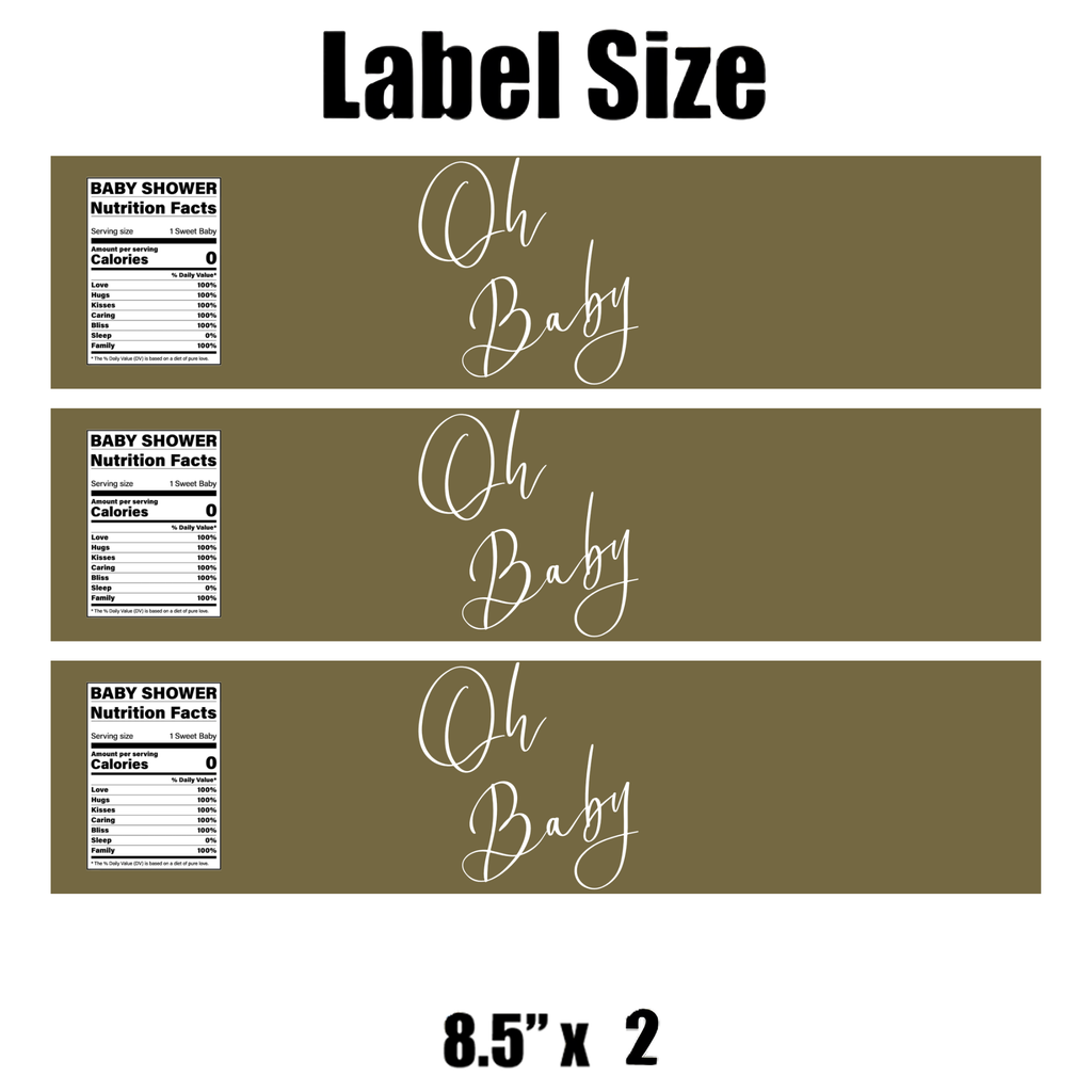 Oh Baby Baby Shower | Water Bottle Labels | Personalized Party Decor | Custom Baby Favors | Beverage Station Labels | Gender Neutral Theme