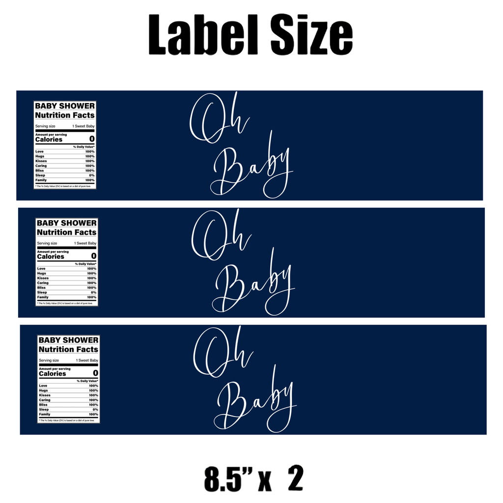 Oh Baby Baby Shower | Water Bottle Labels | Personalized Party Decor | Custom Baby Favors | Beverage Station Labels |