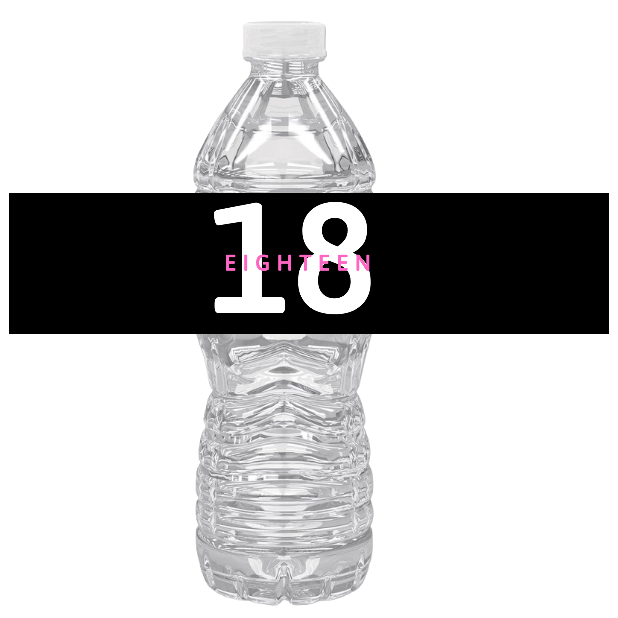 18 Birthday Water Bottle Labels | Set Of 12 | Milestone Celebration Drink Wraps