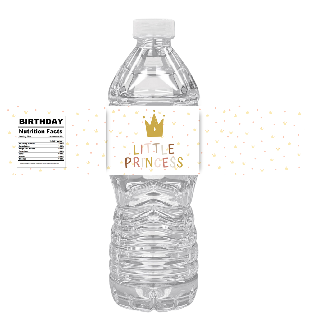 Little Princess Party Water Bottle Labels | Princess Birthday Favors | 12pcs