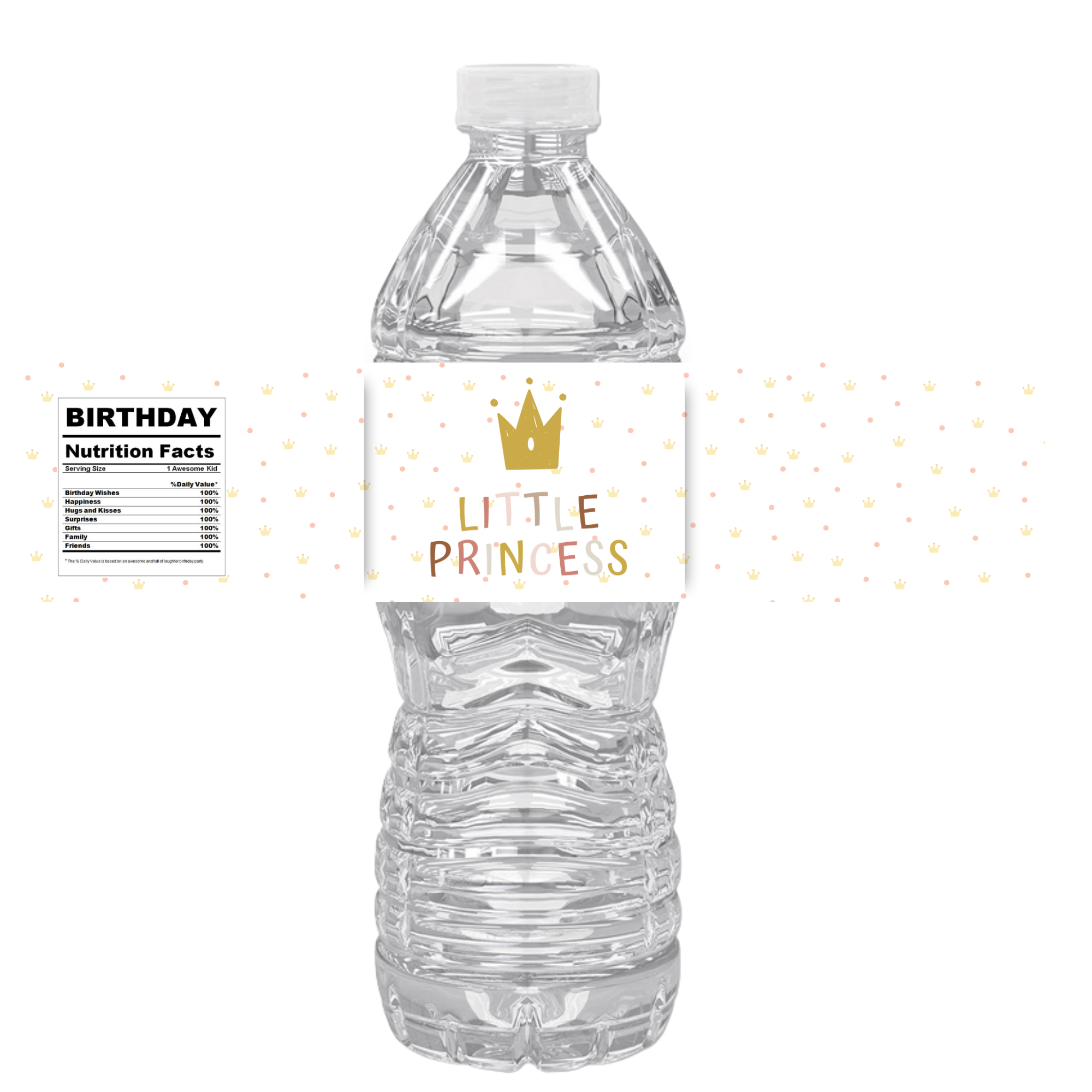 Little Princess Party Water Bottle Labels | Princess Birthday Favors | 12pcs