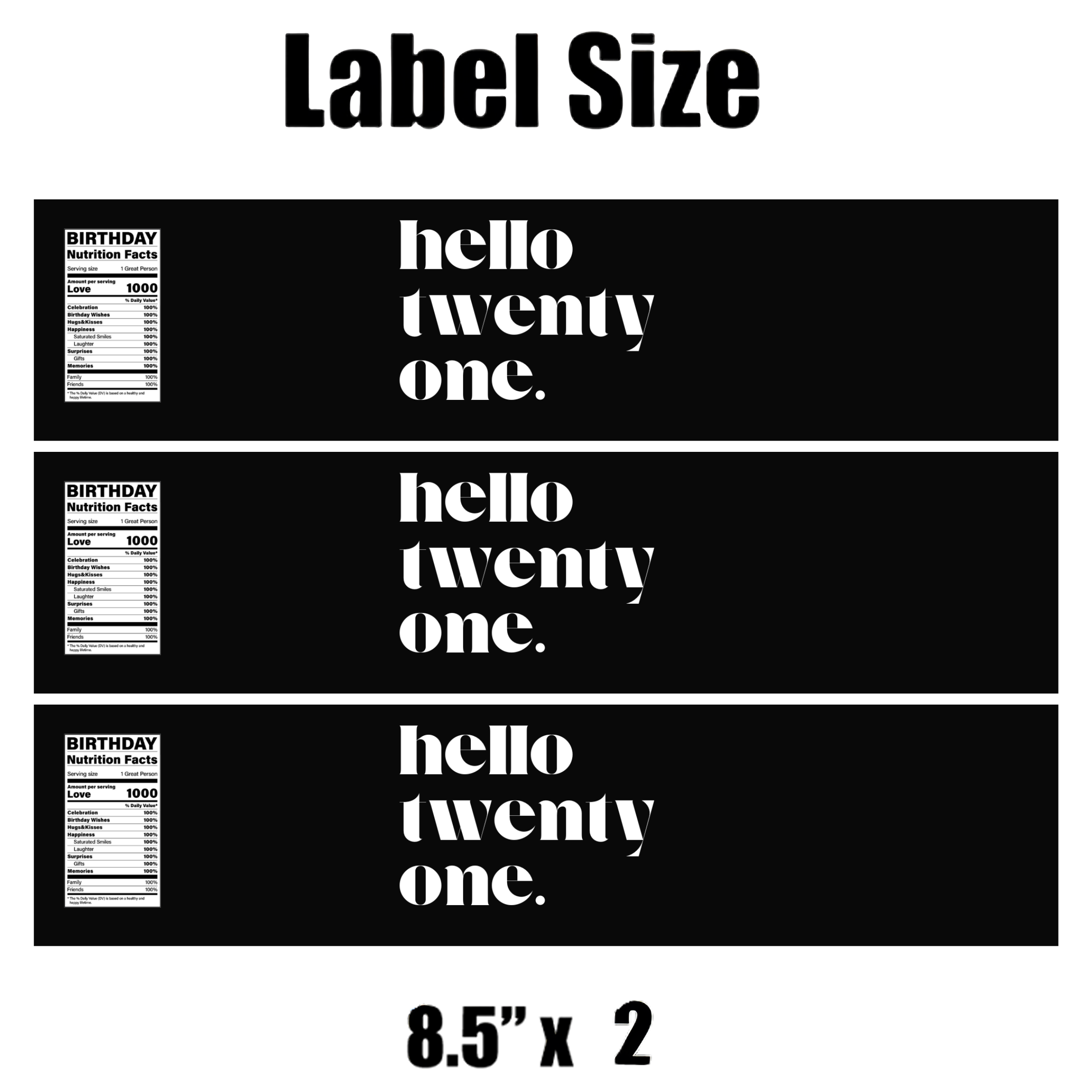 Hello Twenty One | 21st Birthday Water | Set Of 12| Elegant | Custom Drink Wraps Birthday
