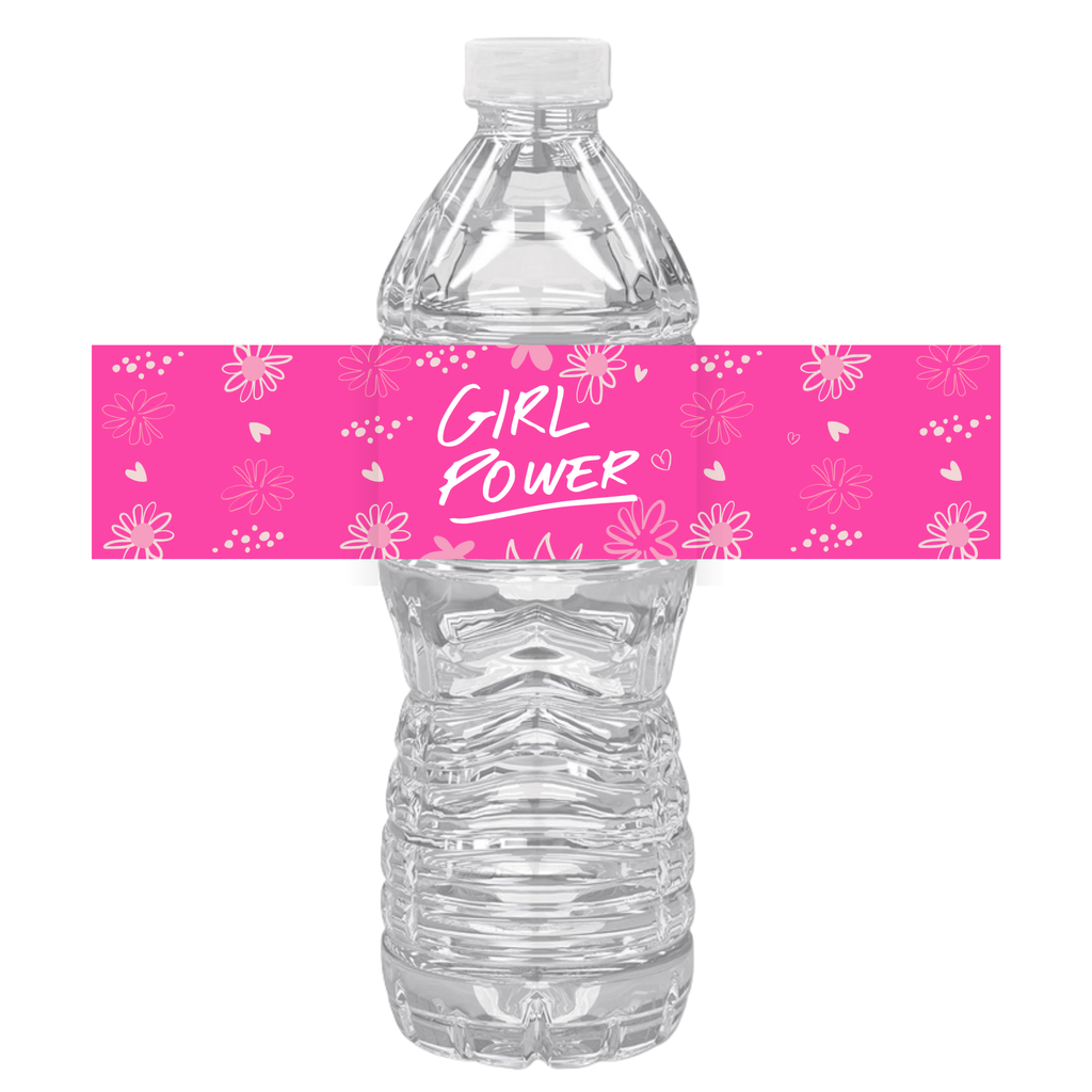 Girl Power Birthday Water Bottle Labels | Set Of 12 | Girls Party Theme | Empowerment Decor Fun | Drink Wraps