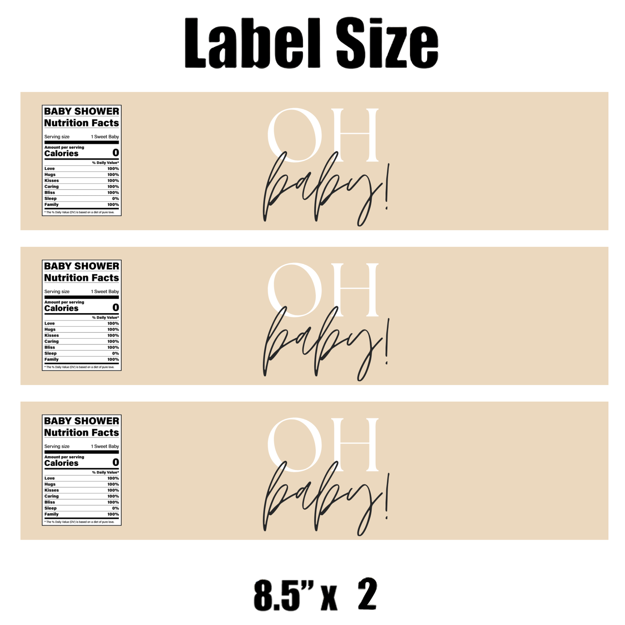 Oh Baby Baby Shower Water Bottle Labels | Baby Shower Favors | Custom Drink Labels | Gender Neutral Theme