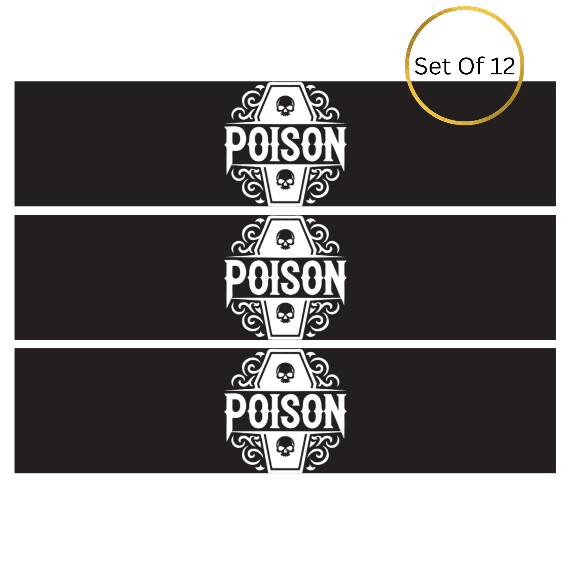Fun Spooky Poison Halloween Party Water Bottle Labels | Set Of 12 | Spooky Theme Decor | Creepy Drink Wraps