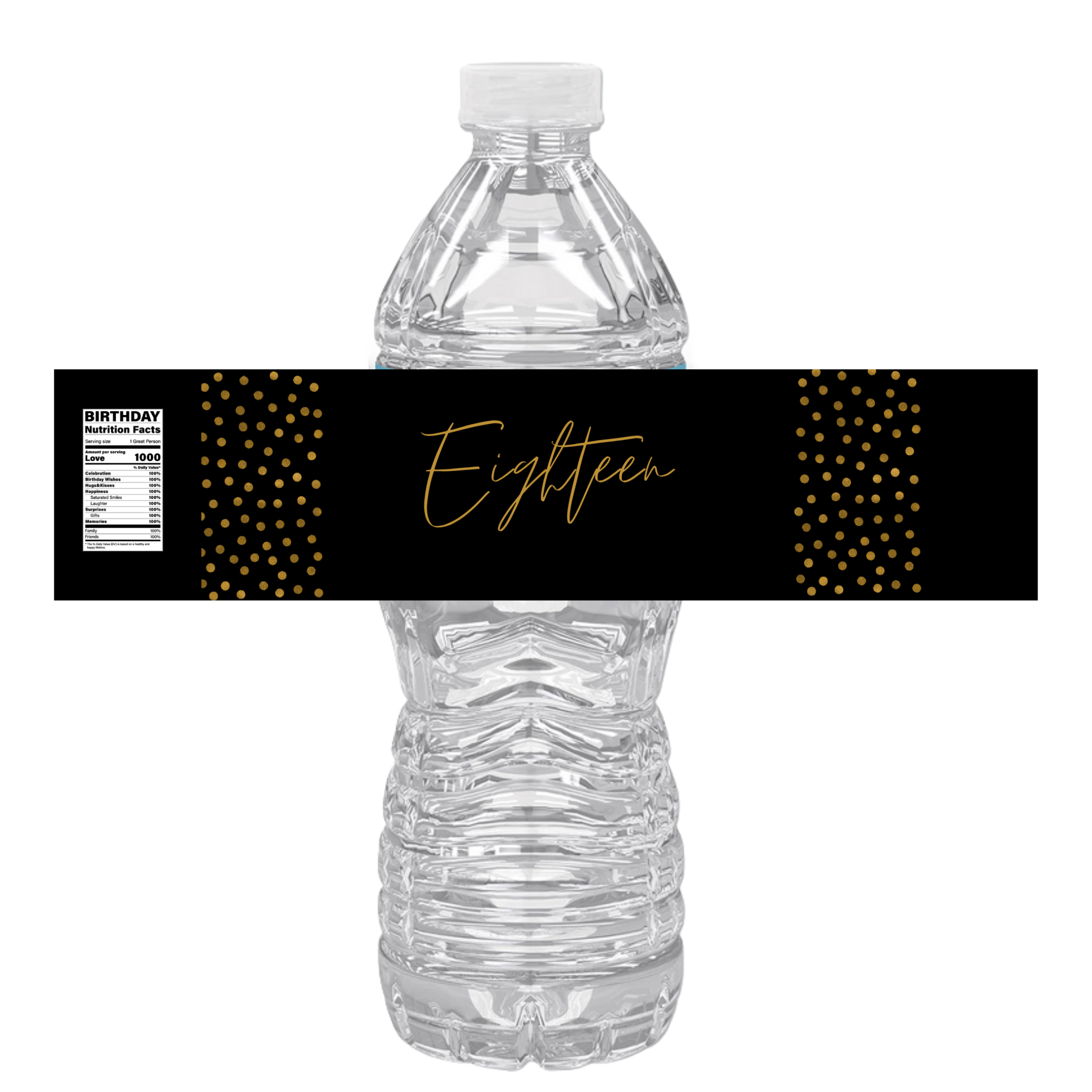 Eighteen Birthday Water Bottle Labels | Set Of 12 |  Elegant Design | Milestone Favors