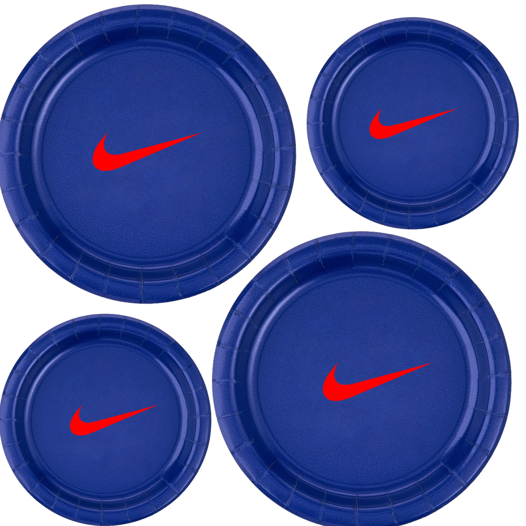 Custom Retro Basketball Party Tableware Set | Blue with Red Design | 60 PCS Disposable Party Supplies | 15 Dinner Plates 15 Dessert Plates 15 Napkins 15 Cups