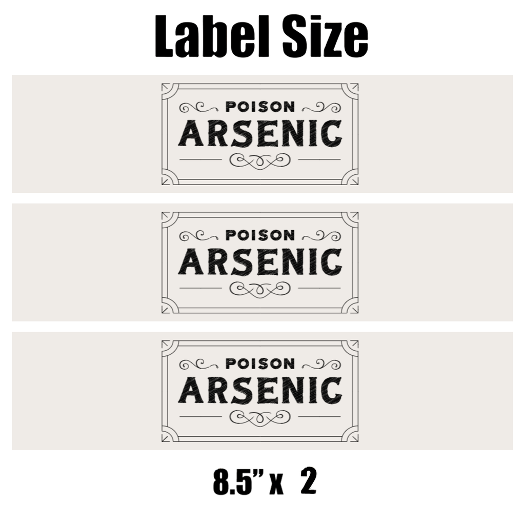Fun Halloween Arsenic Water Bottle Labels| Pre-Cut| Set Of 12|Drink Wraps Creepy| 8.5in