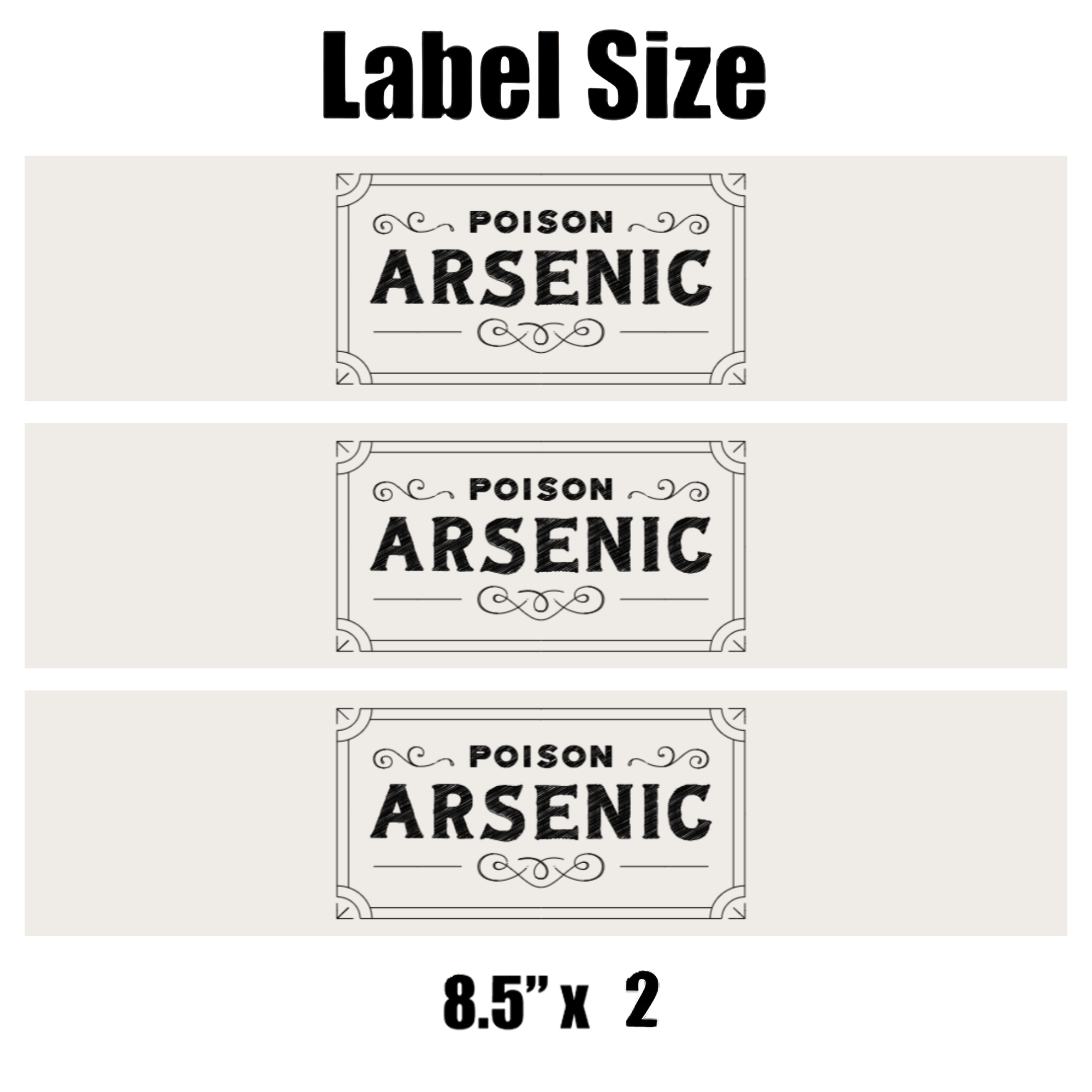 Fun Halloween Arsenic Water Bottle Labels| Pre-Cut| Set Of 12|Drink Wraps Creepy| 8.5in