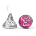 52nd Birthday Party Mini Kiss Candy Labels | Chocolate Candy Stickers | 52 And Fabulous | Elegant Party Favors| Set of 100