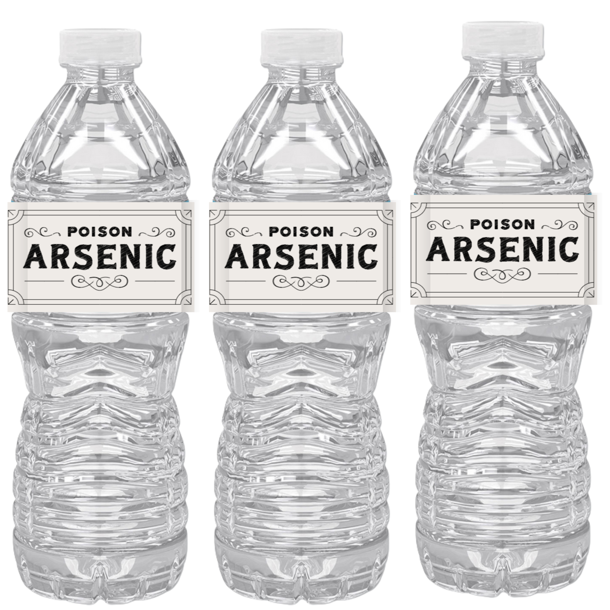Fun Halloween Arsenic Water Bottle Labels| Pre-Cut| Set Of 12|Drink Wraps Creepy| 8.5in