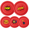 Superhero Birthday Party | Disposable Plates Set | Comic Book Theme | Boom Zap Pow Wow | Matching Party Supplies