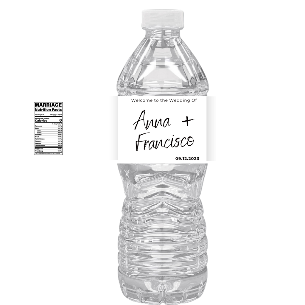 Welcome To The Wedding Of Personalized Water Bottle Labels | Custom Names | | Elegant Reception Drink Wraps | Bottle Labels