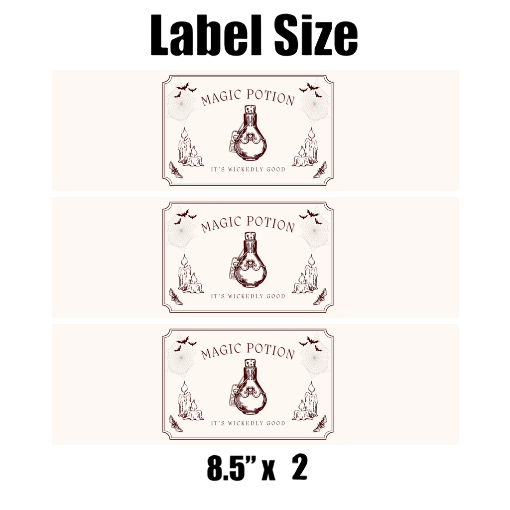 Magic Potion Halloween Party Water Bottle Labels | Set Of 12 | Spooky Theme | Witchy Drink Wraps | Haunted Party Decor