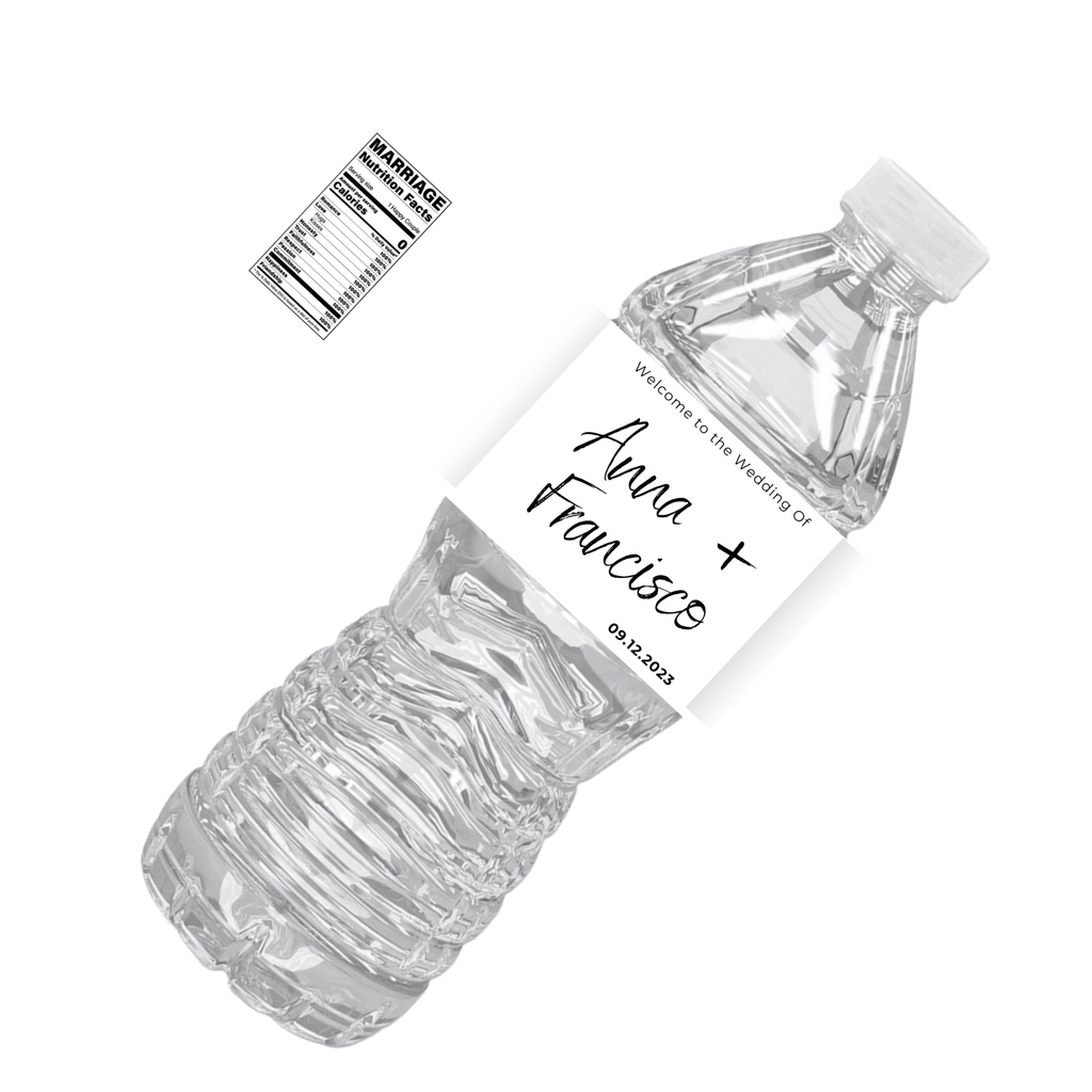 Welcome To The Wedding Of Personalized Water Bottle Labels | Custom Names | | Elegant Reception Drink Wraps | Bottle Labels