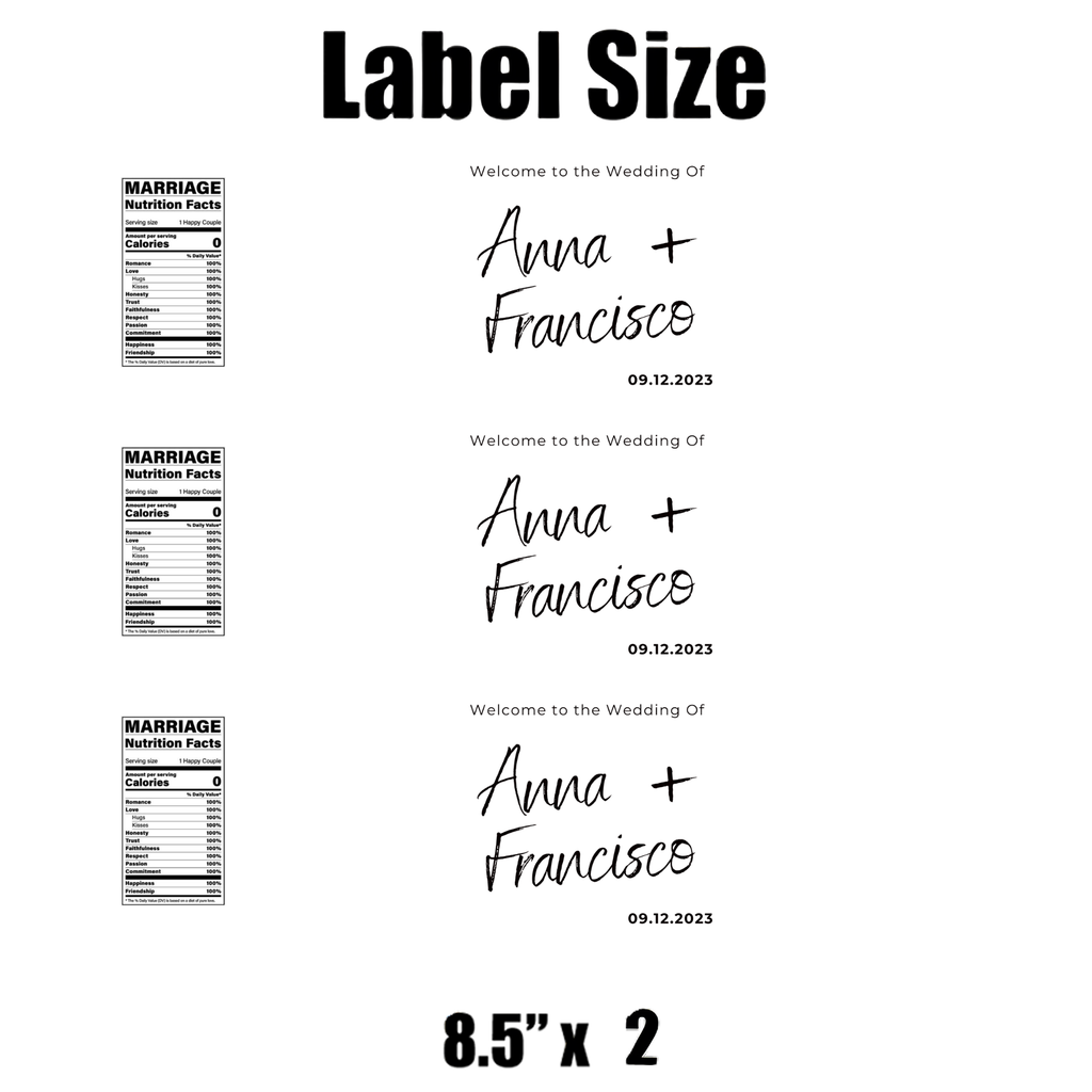 Welcome To The Wedding Of Personalized Water Bottle Labels | Custom Names | | Elegant Reception Drink Wraps | Bottle Labels