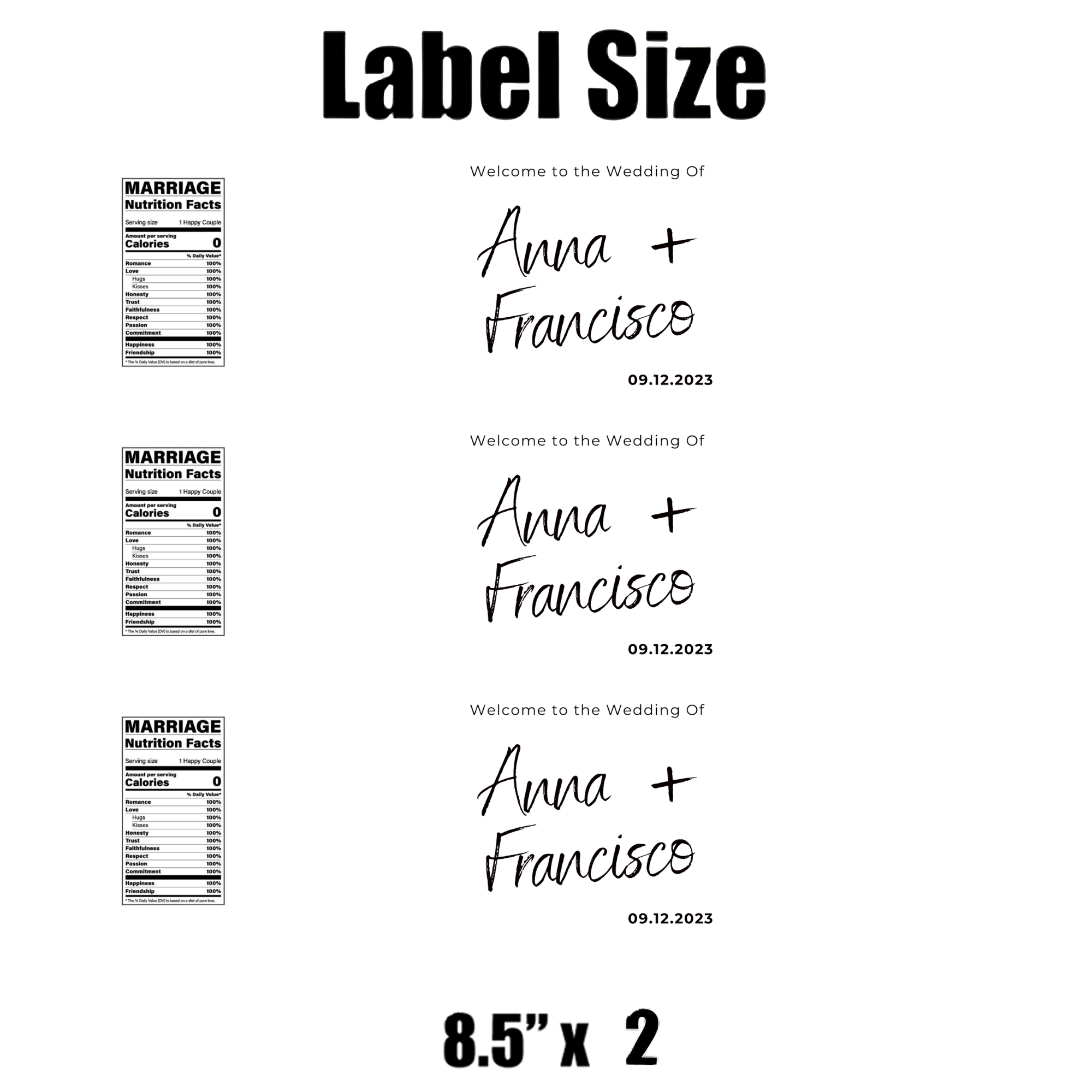 Welcome To The Wedding Of Personalized Water Bottle Labels | Custom Names | | Elegant Reception Drink Wraps | Bottle Labels
