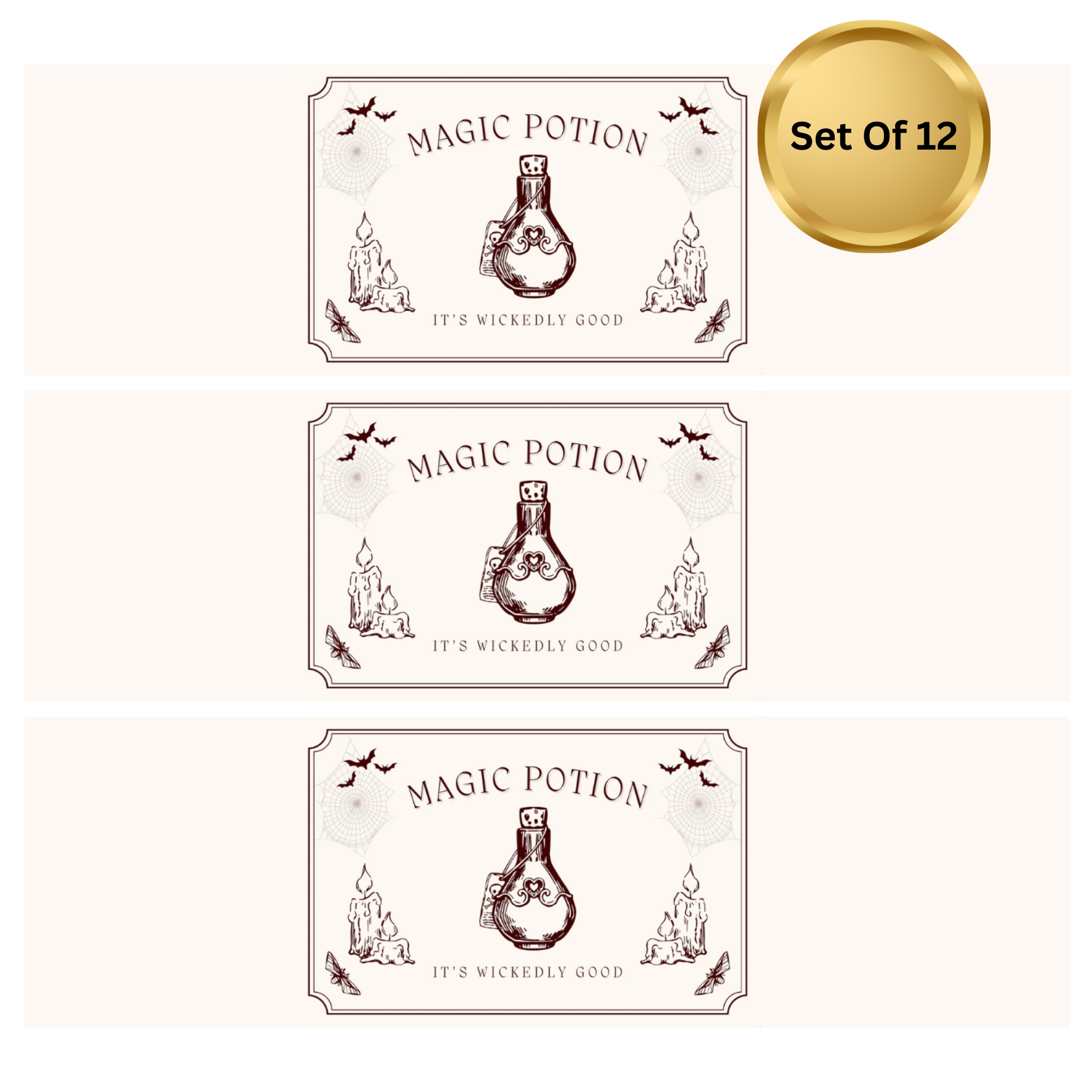 Magic Potion Halloween Party Water Bottle Labels | Set Of 12 | Spooky Theme | Witchy Drink Wraps | Haunted Party Decor