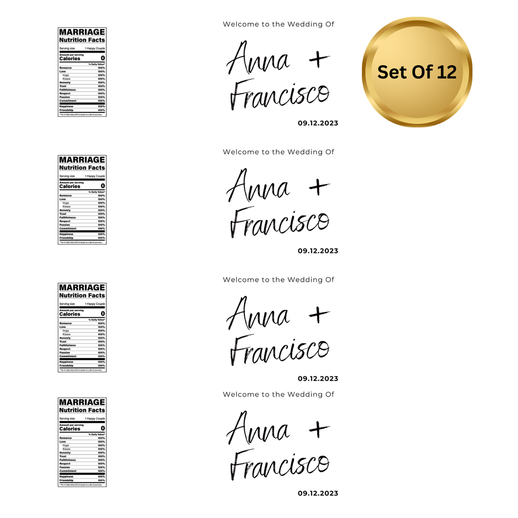 Welcome To The Wedding Of Personalized Water Bottle Labels | Custom Names | | Elegant Reception Drink Wraps | Bottle Labels