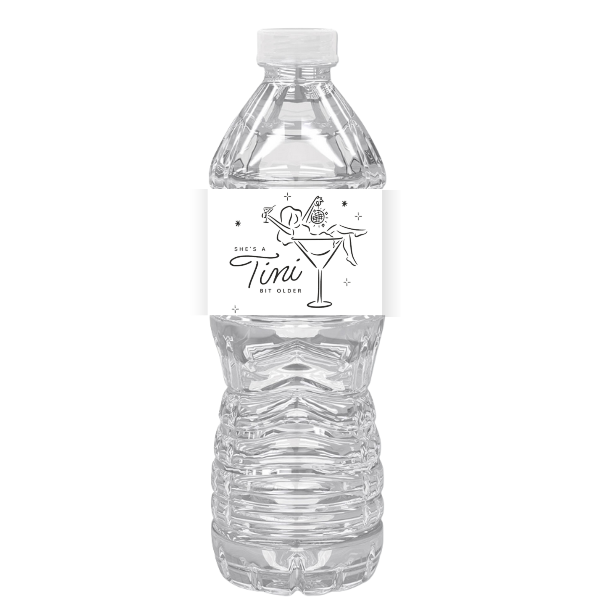 Shes A Tini Bit Older Birthday Water Bottle Labels | Set Of 12| Martini Glass Theme| Drink Wraps