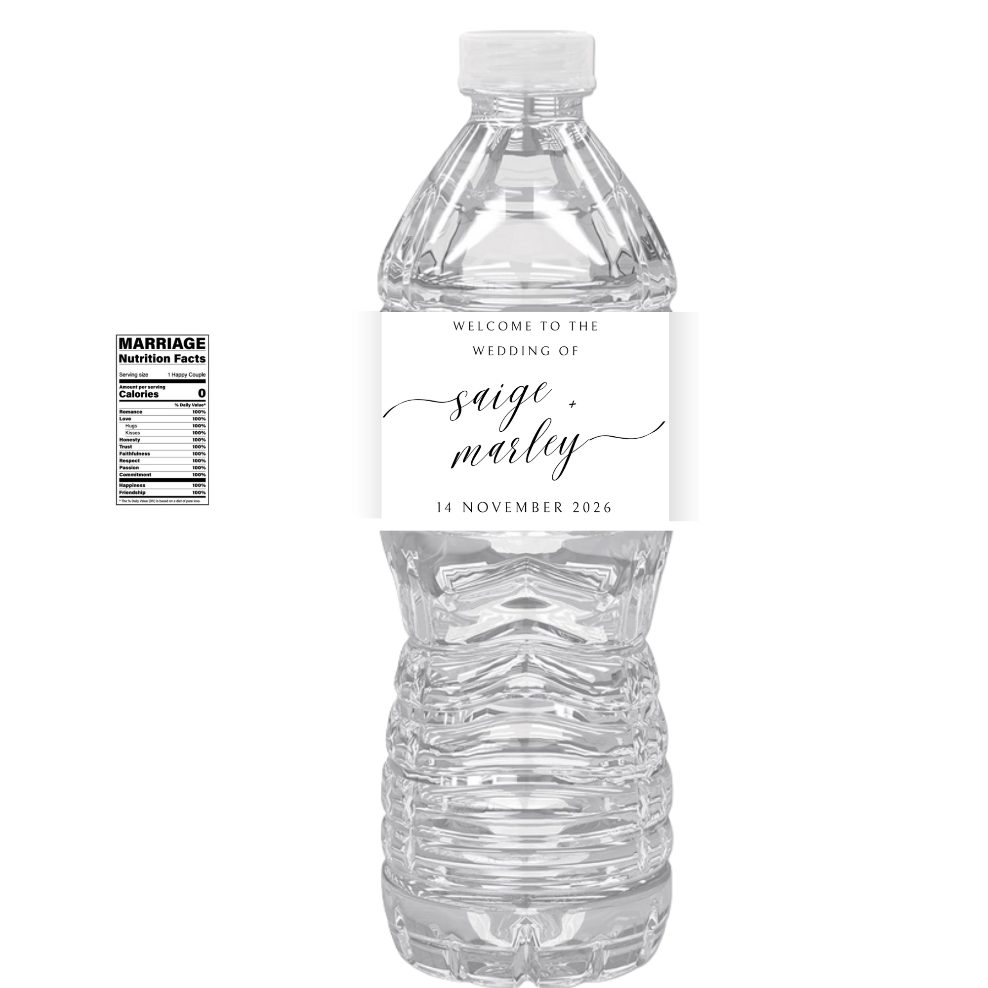 Welcome To The Wedding Of Personalized Water Bottle Labels | Bride & Groom Names | Custom Wedding Date | Reception Drink Wraps