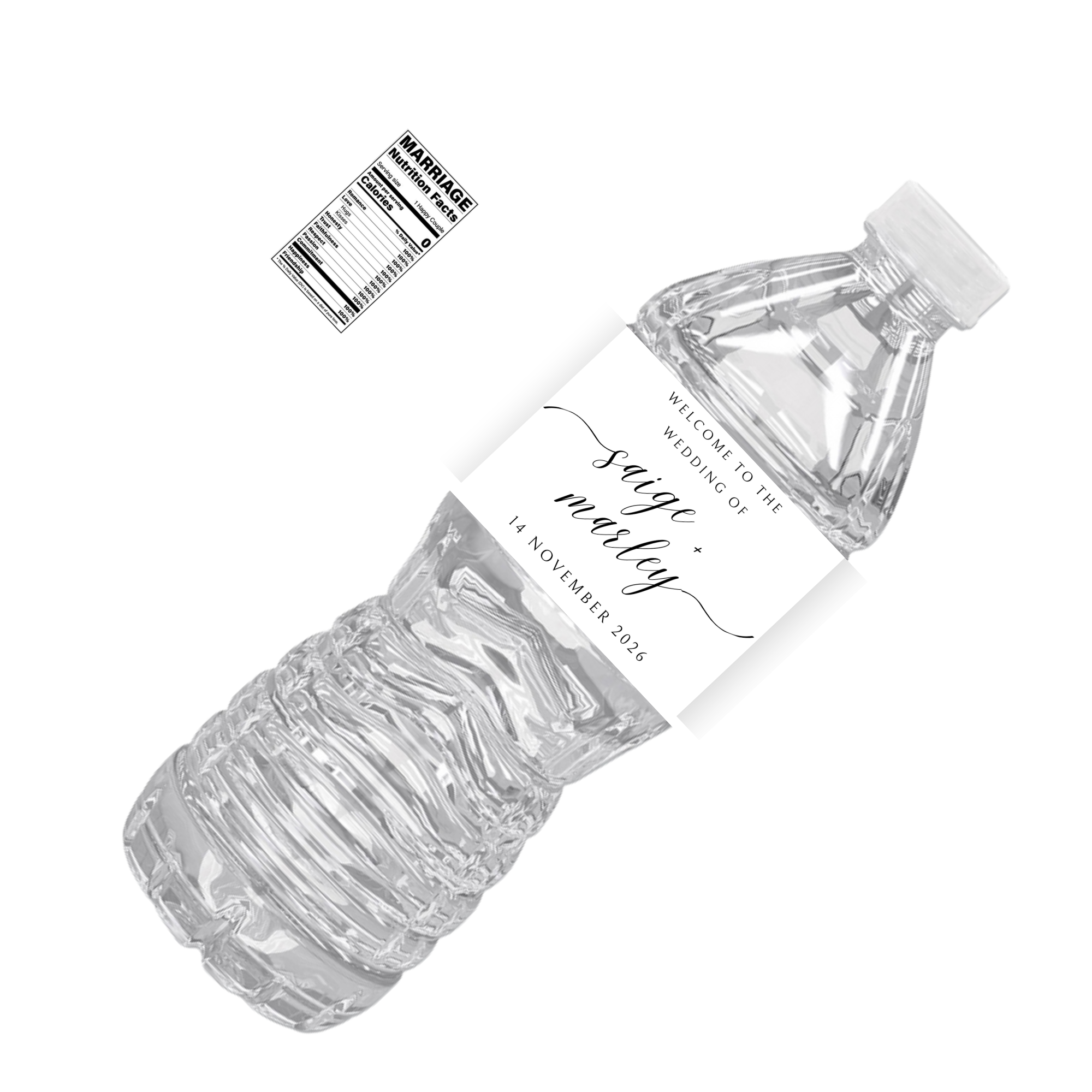 Welcome To The Wedding Of Personalized Water Bottle Labels | Bride & Groom Names | Custom Wedding Date | Reception Drink Wraps