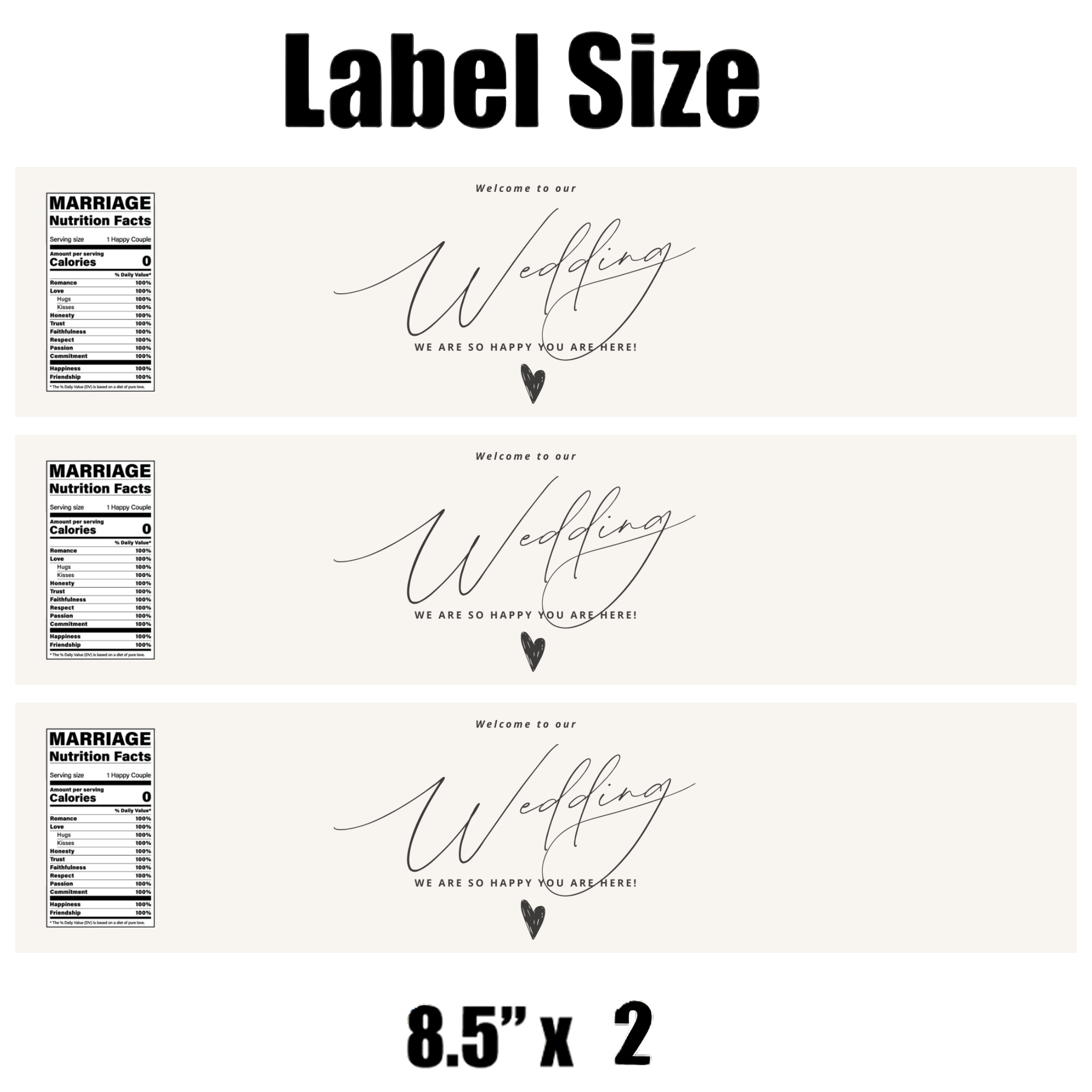 Welcome To Our Wedding Water Bottle Labels |Set of 12| Custom Drink Labels| Elegant| 8.5in