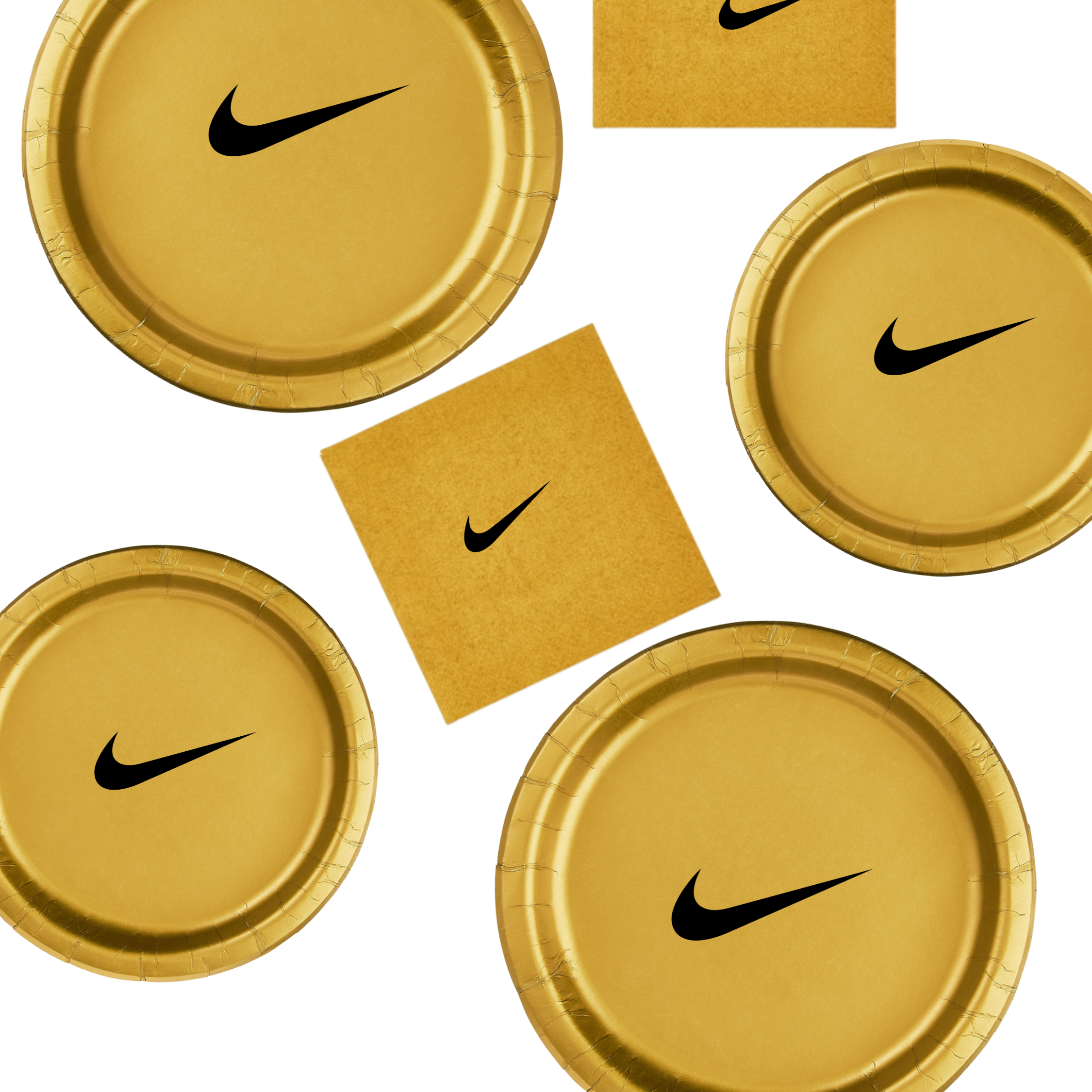 Custom Retro Basketball Party Tableware Set | Gold with Black Design | 45PCS Disposable Party Supplies | 15 Dinner Plates 15 Dessert Plates 15 Napkins