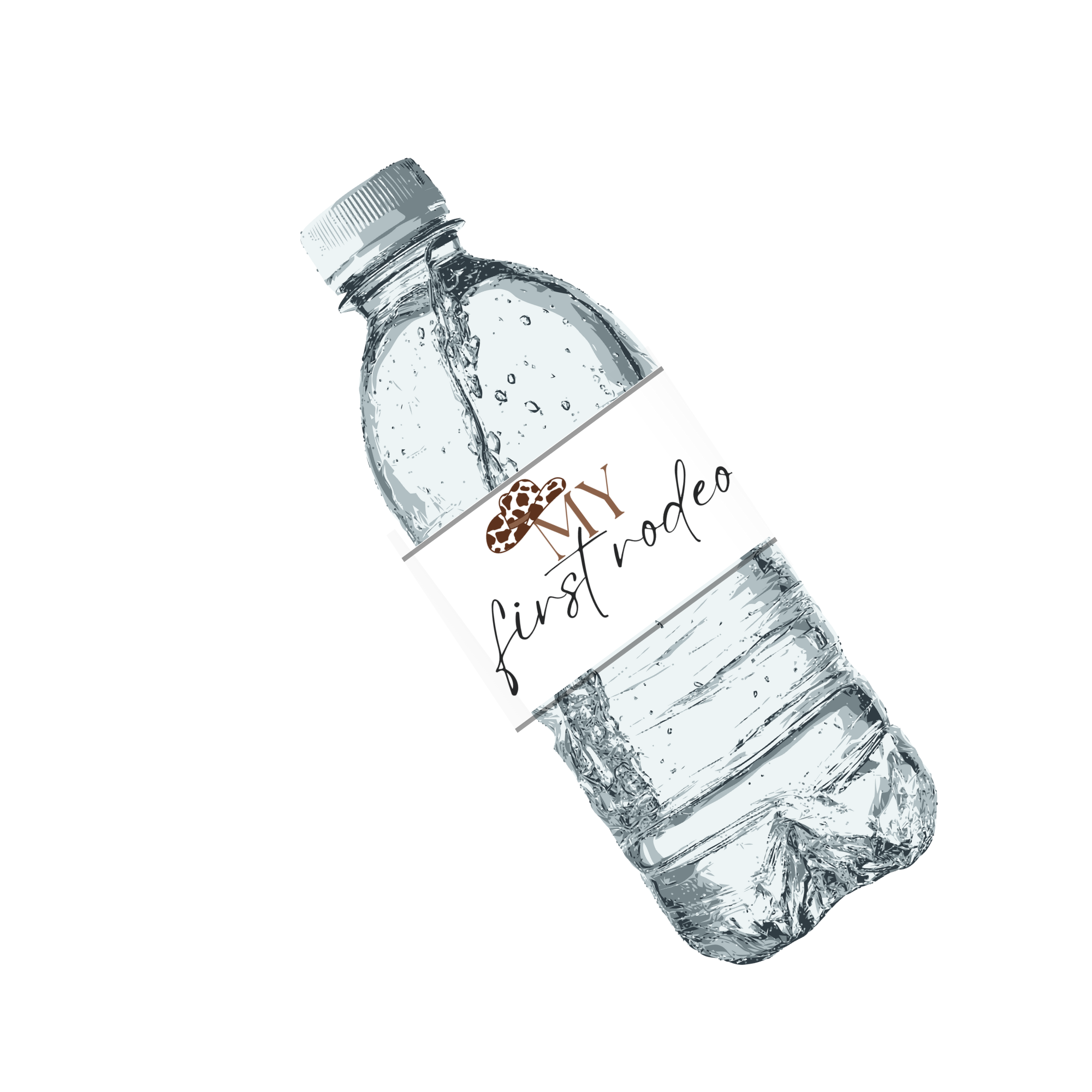 My First Rodeo Water Bottle Labels | Cowboy Western Design | 12 PCS | Glossy | Waterproof | Durable | Cow Print