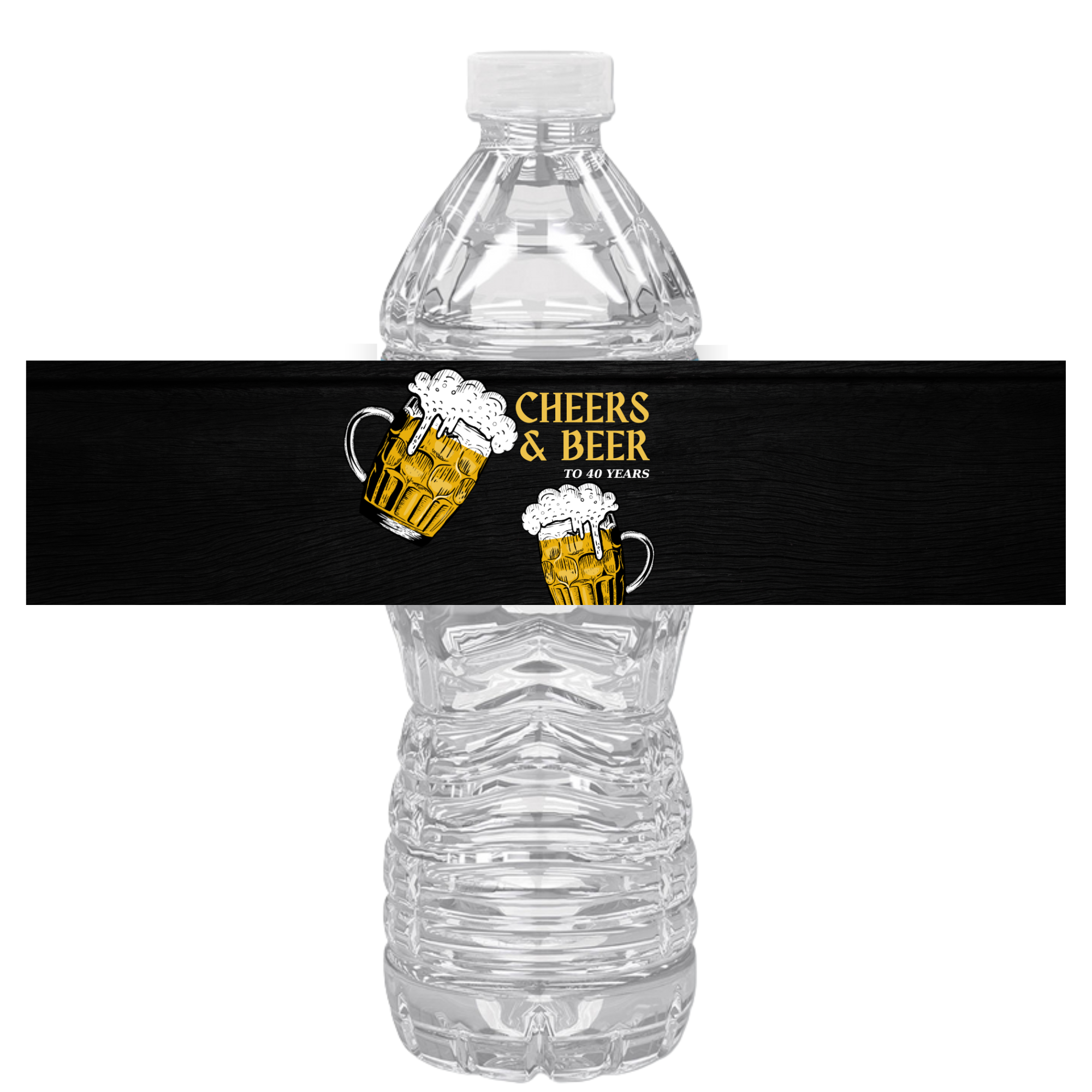 Cheers And Beers | 40th Birthday Water | Bottle Labels Set | Of 12 Party | Beer Mug Theme | Drink Wraps
