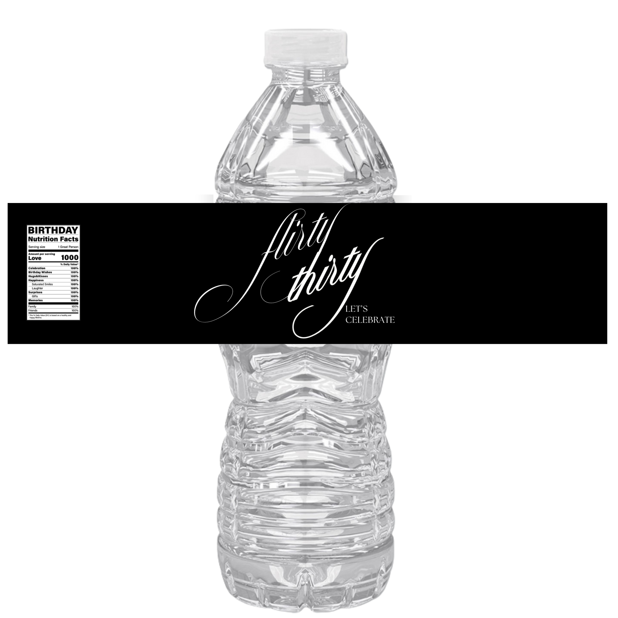 Flirty Thirty Birthday Water Bottle Labels | Set Of 12 | 30th Party Decor | Elegant Celebration Drinks | Drink Wraps Stylish | Milestone