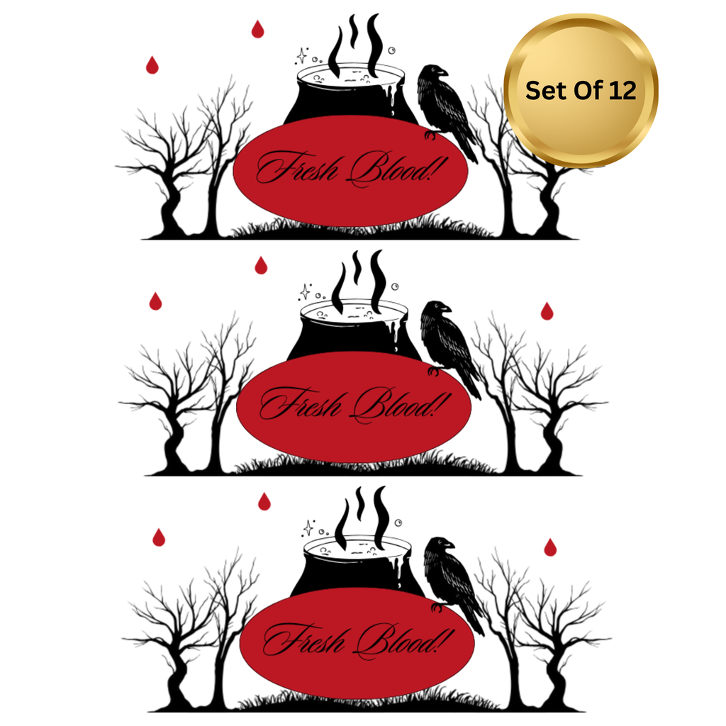 Fresh Blood Halloween | Party Water Bottle | Labels Set Of | 12 Spooky Theme | Creepy Drink Wraps | Haunted Party Decor | Favors Pack Fun
