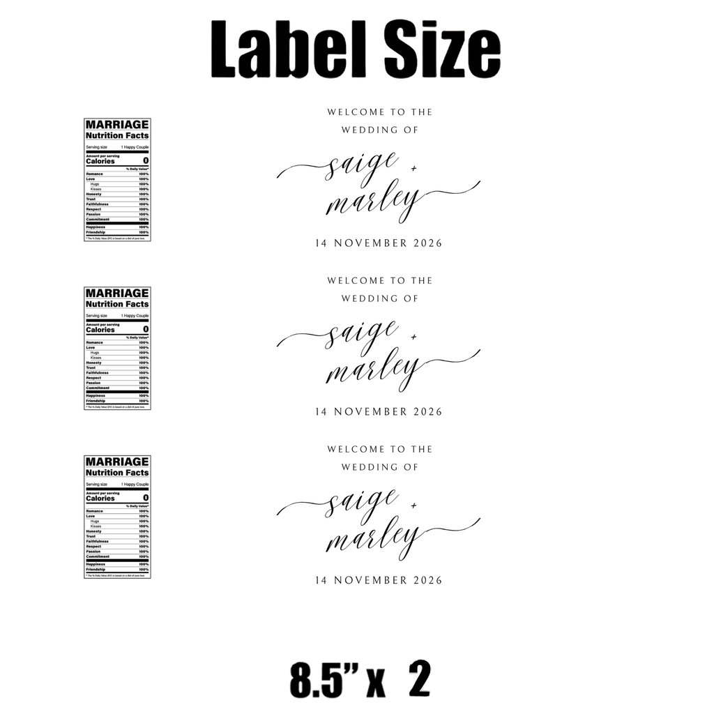 Welcome To The Wedding Of Personalized Water Bottle Labels | Bride & Groom Names | Custom Wedding Date | Reception Drink Wraps