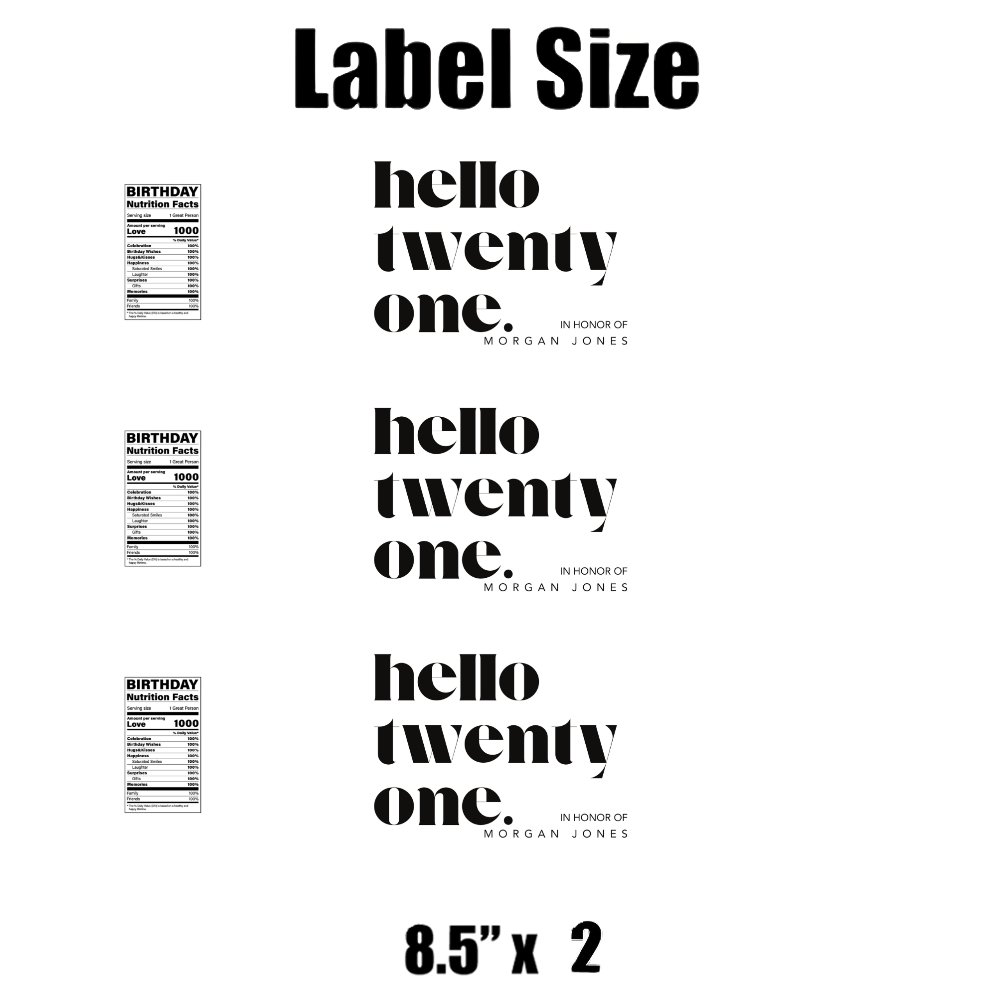Hello Twenty One | Birthday Water Bottle Labels | Personalized Name | Twenty First Birthday Party Favors | Set of 12 | Drink Wraps