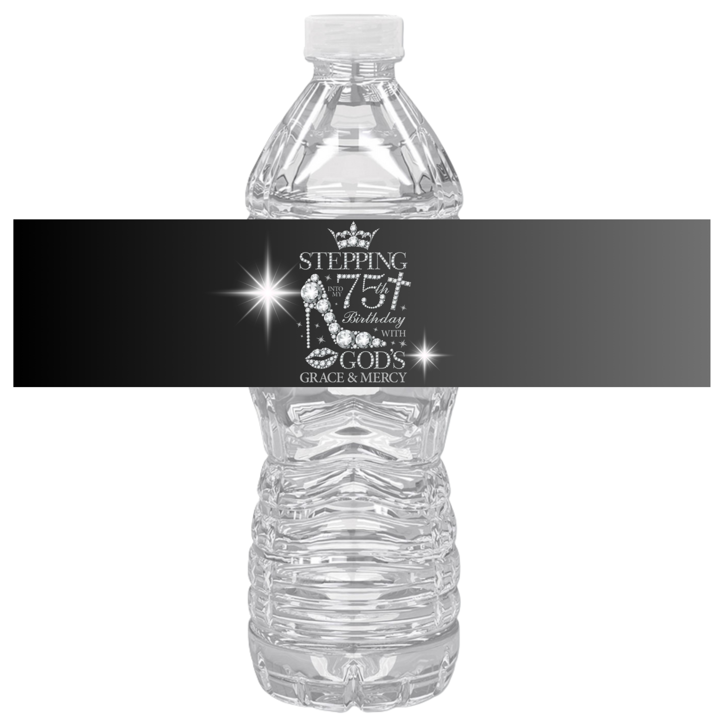 Stepping Into My 75th Birthday With Gods Grace And Mercy Water Bottle Labels Set Of 12
