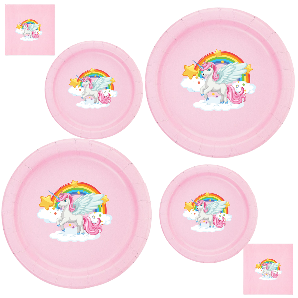 Unicorn Cloud Party | Disposable Plates Set | Magical Sky Theme | Birthday Table Decor | Fantasy Scene Bundle