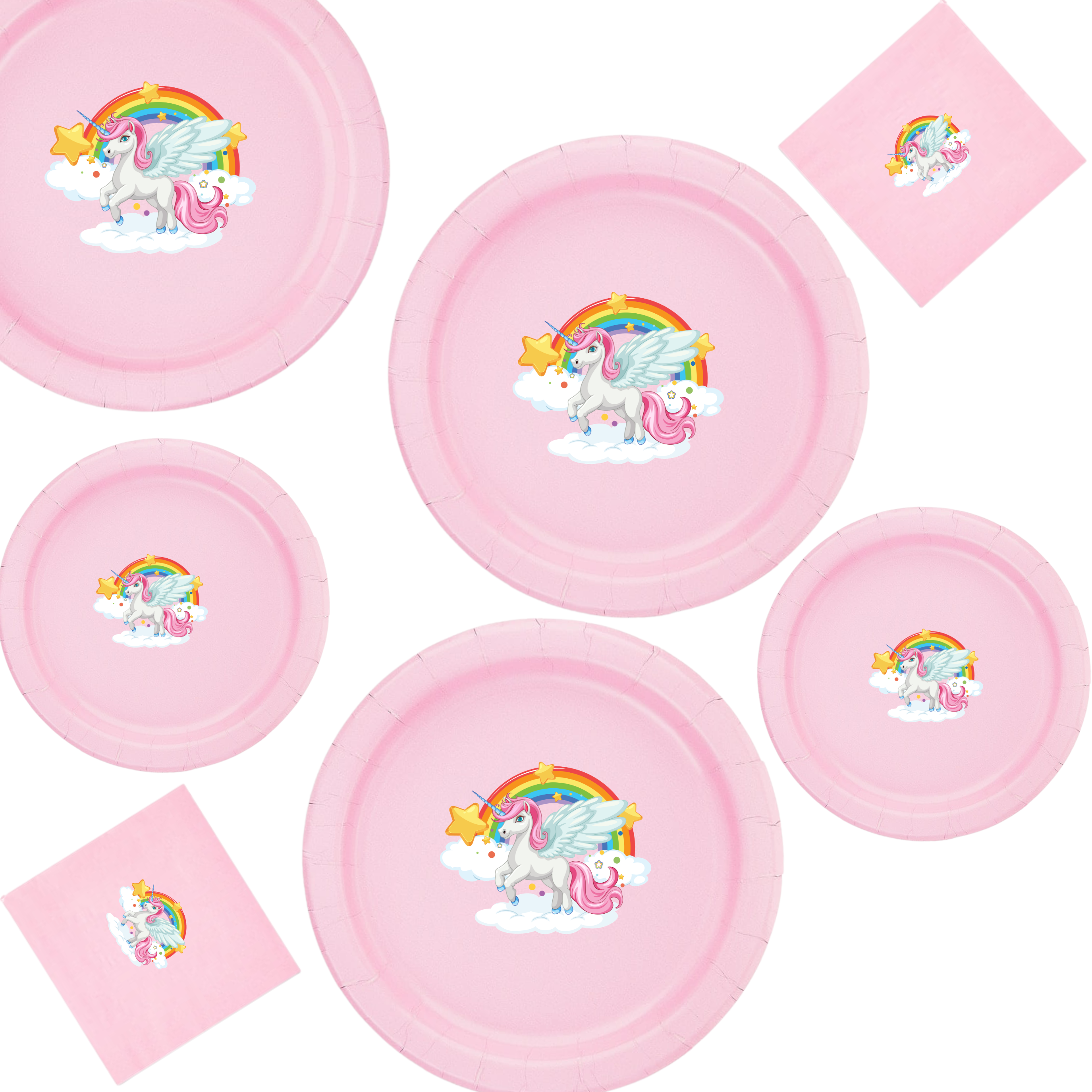 Unicorn Cloud Party | Disposable Plates Set | Magical Sky Theme | Birthday Table Decor | Fantasy Scene Bundle