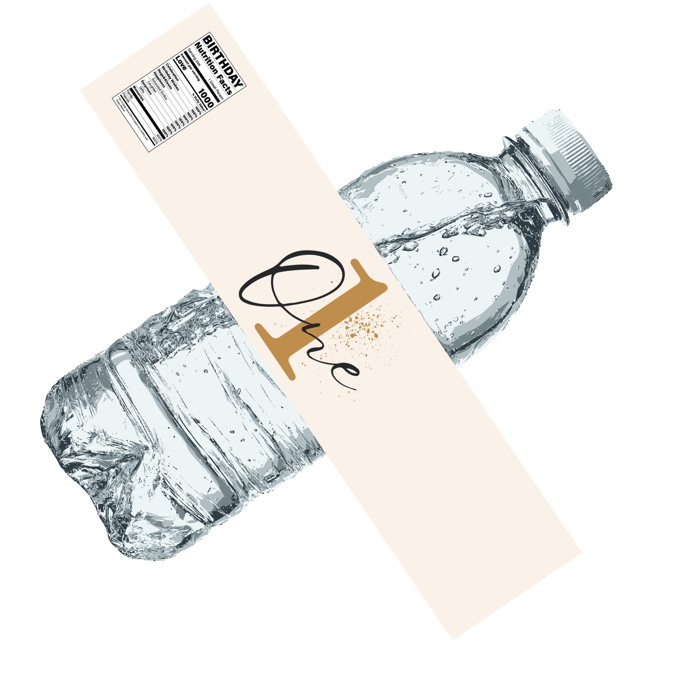 1st Birthday Water Bottle Labels | Set Of 12 | One Theme Party Favors |Custom Drink Wraps| Milestone Bottle Labels