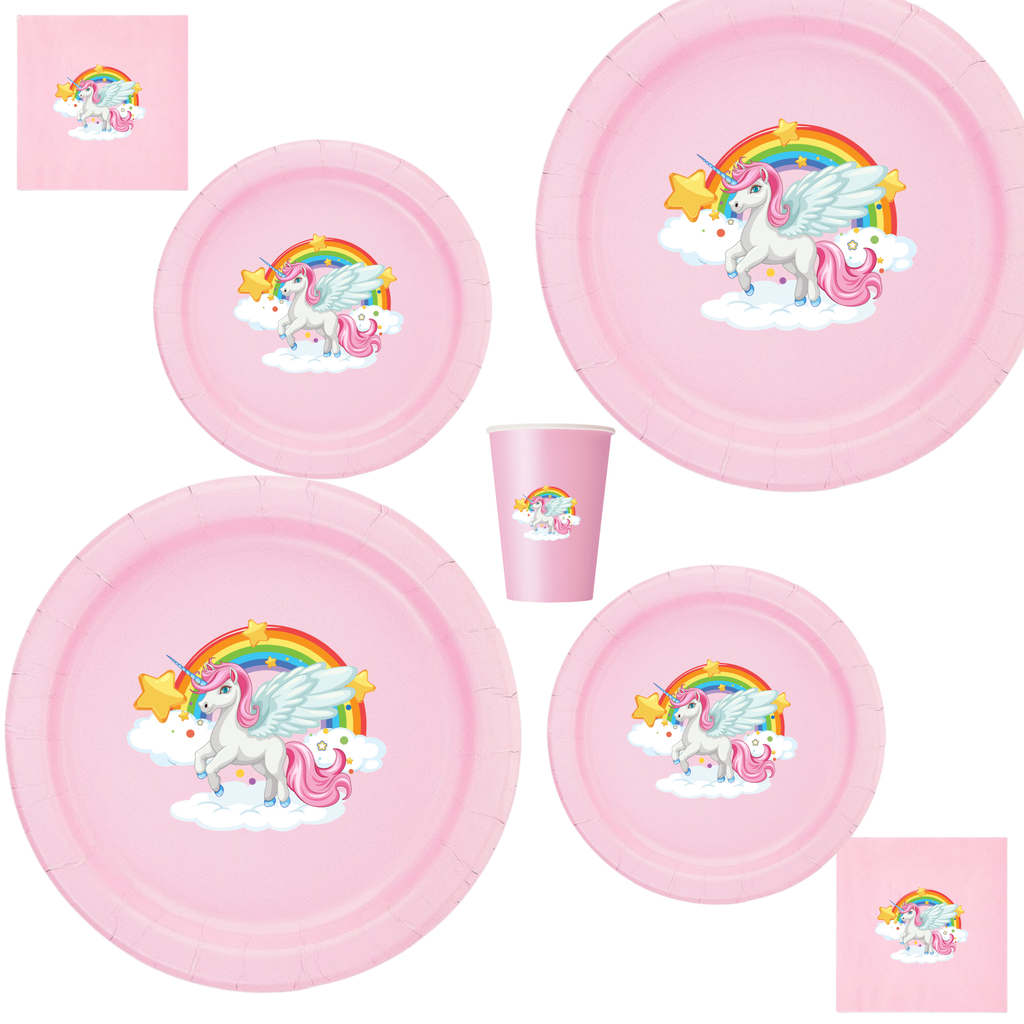 Unicorn Cloud Party | Disposable Plates Set | Magical Sky Theme | Birthday Table Decor | Fantasy Scene Bundle