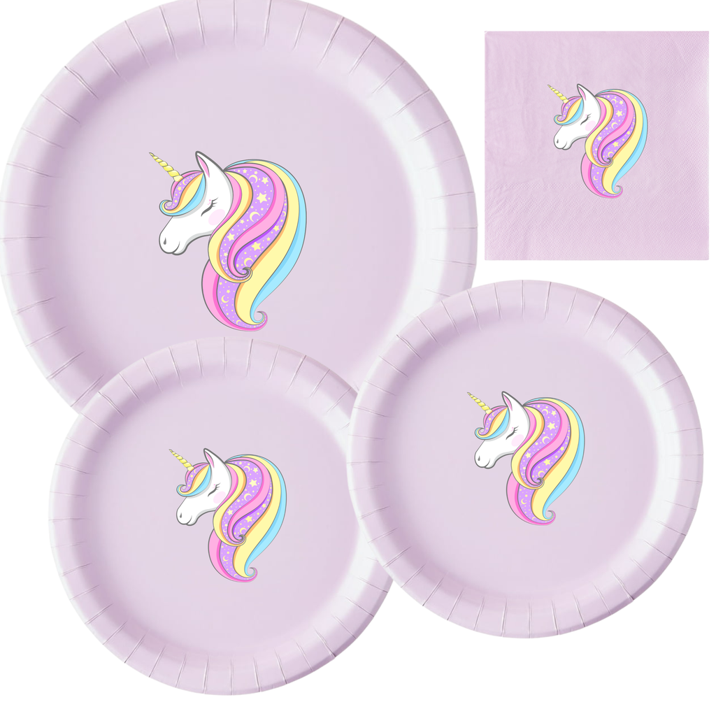Unicorn Birthday Party | Disposable Plates Set | Magical Table Decor | Matching Paper Supplies | Fantasy Theme Bundle