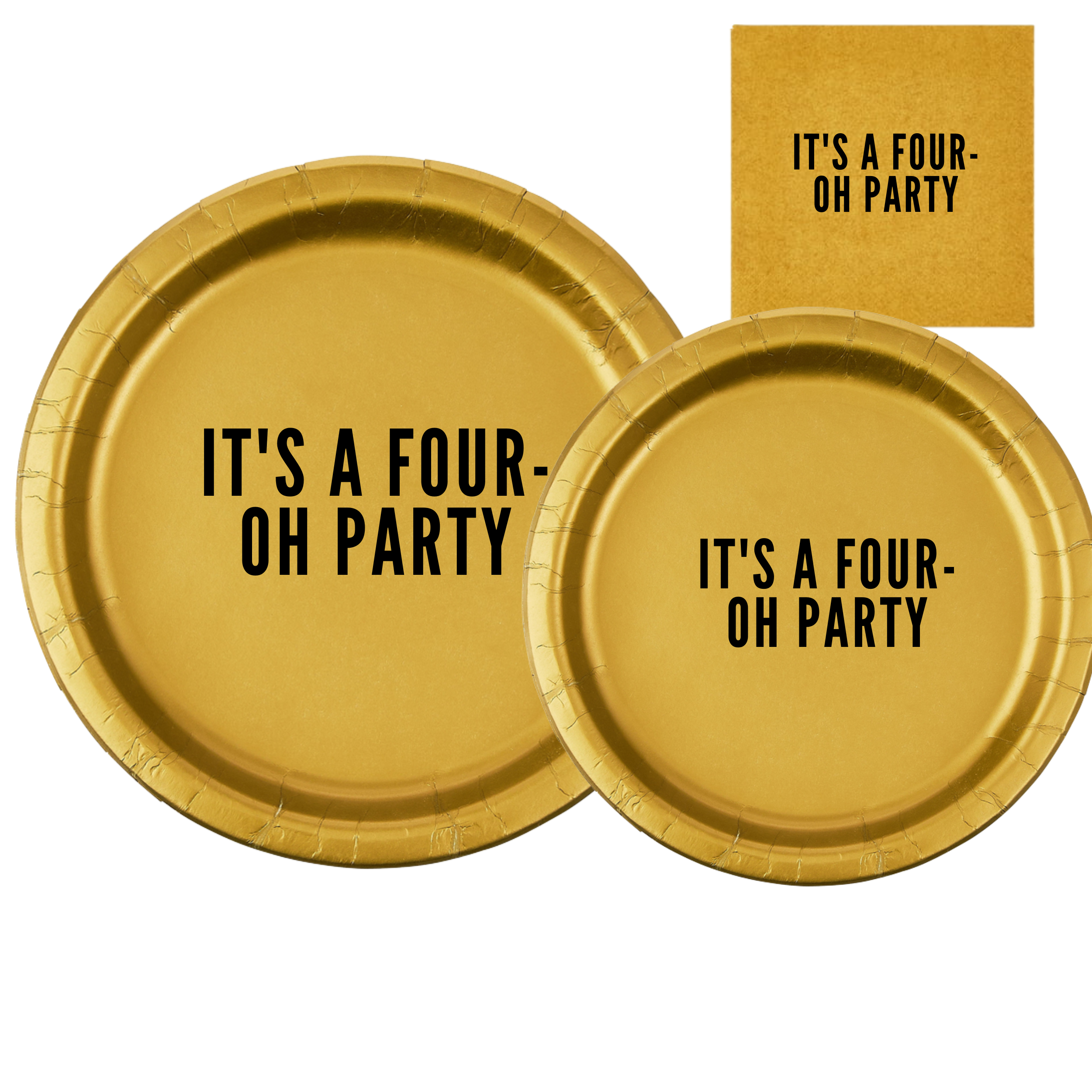 Its A Four-Oh Thing 40th Birthday Tableware Set | Gold 40th Birthday Plates & Napkins | Elegant Milestone Birthday Party Decor | 45-Piece