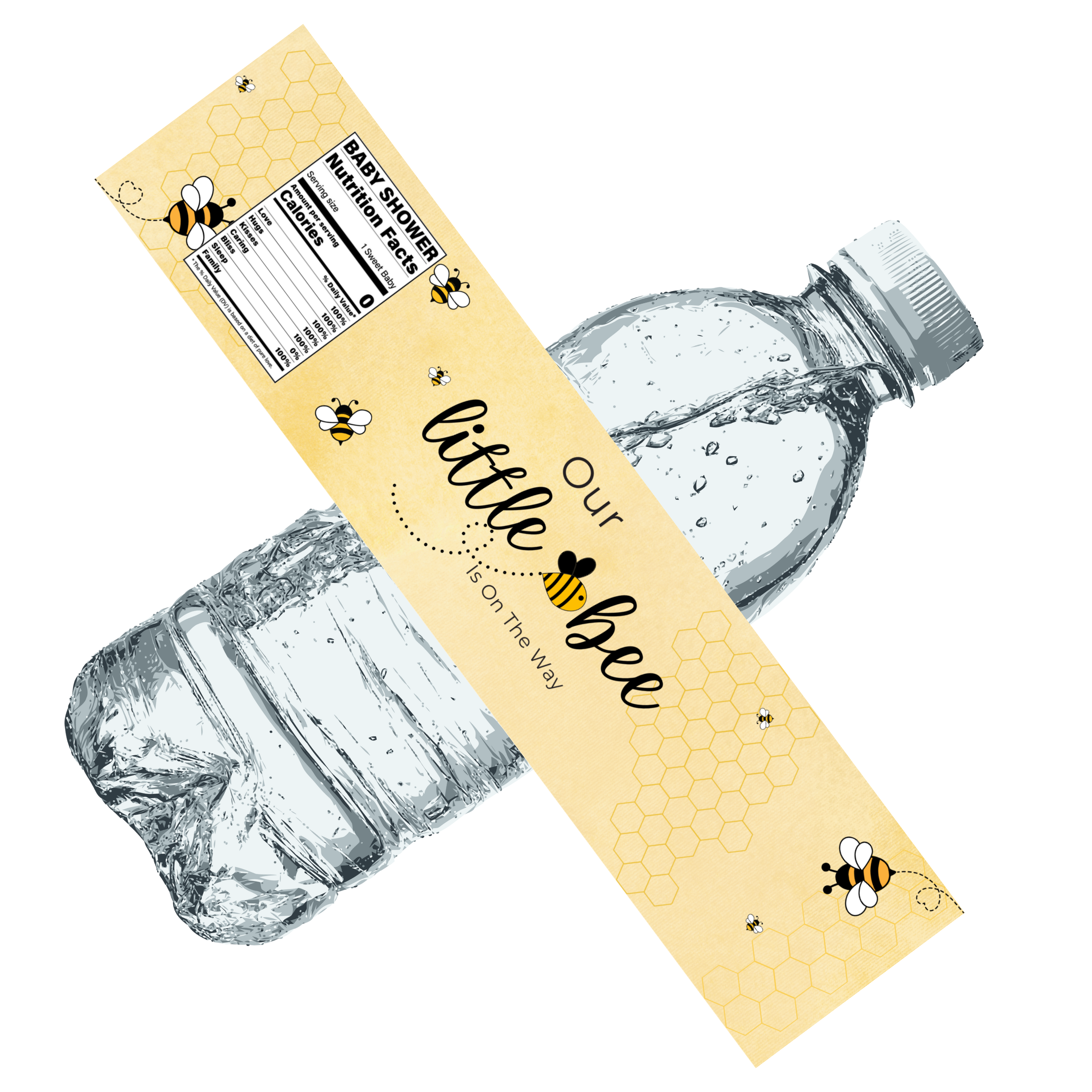 Our Little Bee Is On The Way Water Bottle Labels | Bumble Bee Baby Shower Theme | Honey and Bees Design | 12 PCS | Glossy