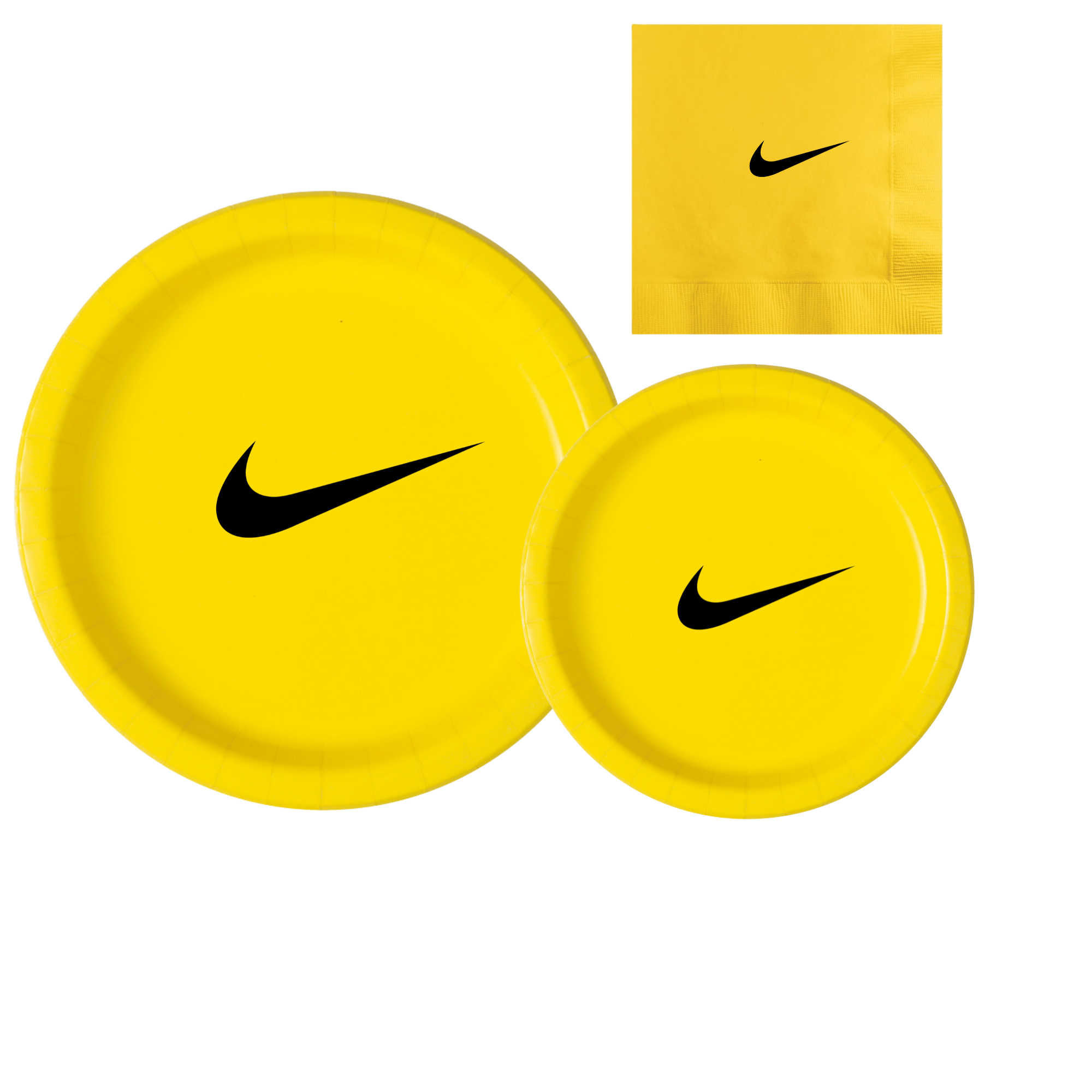 Custom Retro Basketball Party Tableware Set | Yellow with Black Design | 45 PCS Disposable Party Supplies | 15 Dinner Plates 15 Dessert Plates 15 Napkins